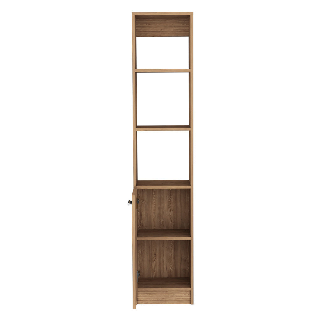 Leben Linen Single Door Cabinet, Three External Shelves, Two Interior Shelves, Pine - Luciddepo