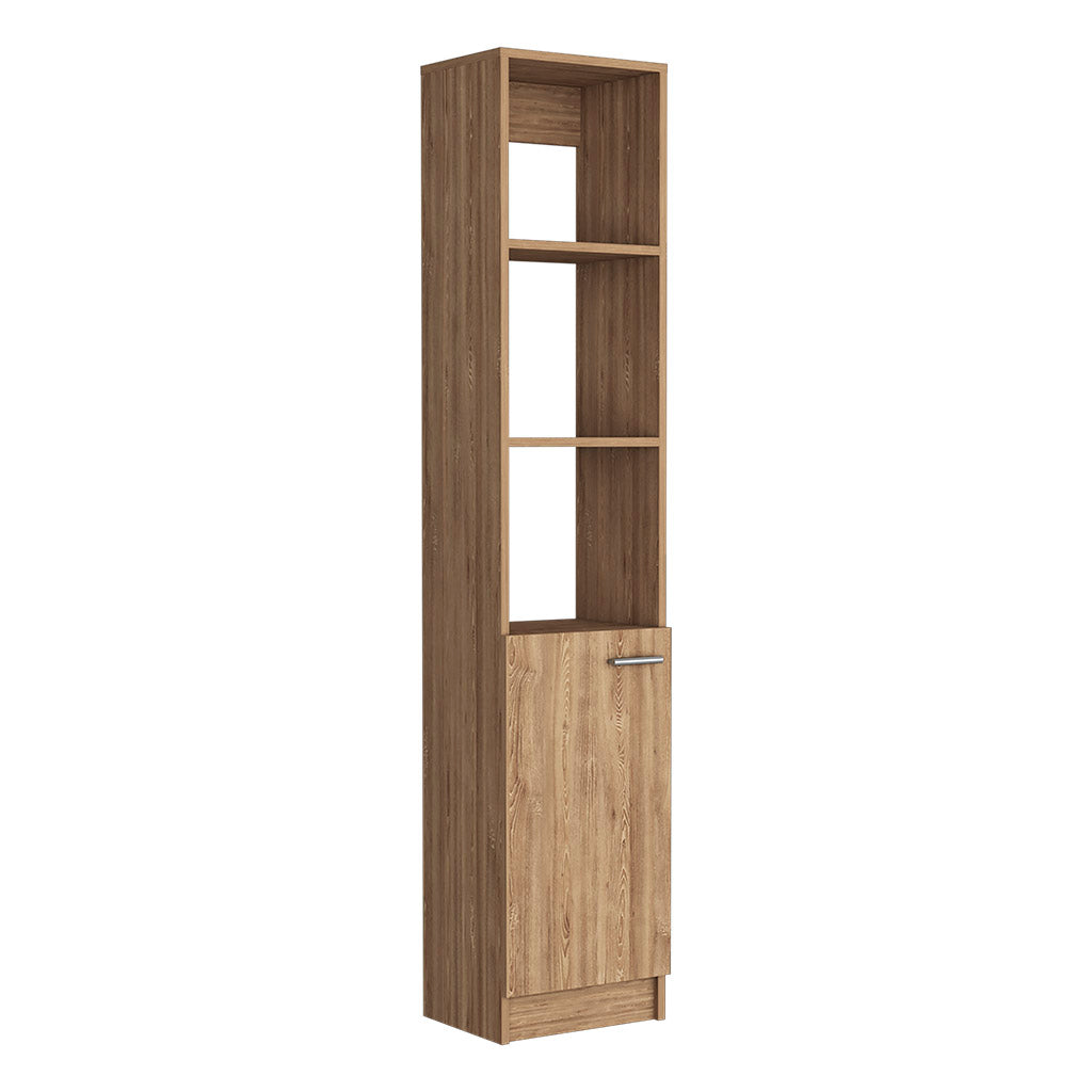 Leben Linen Single Door Cabinet, Three External Shelves, Two Interior Shelves, Pine - Luciddepo