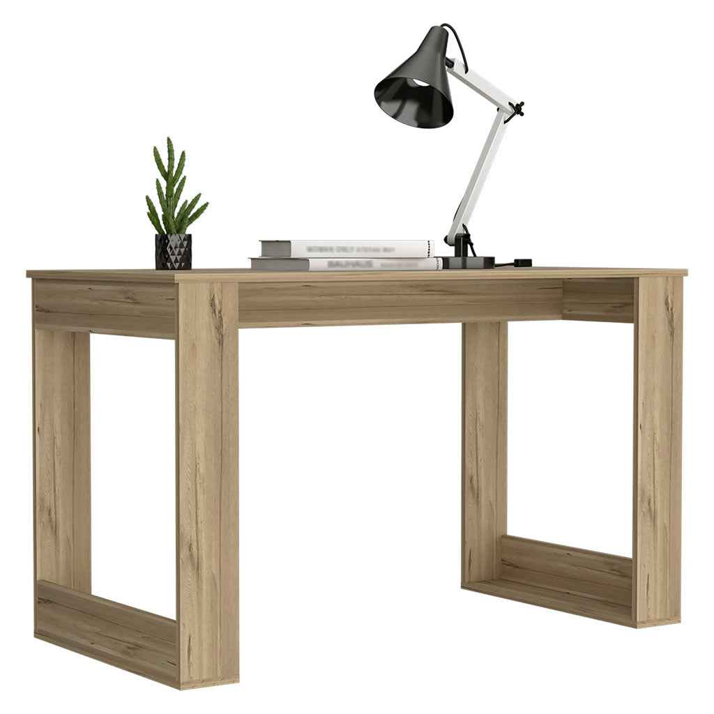Melb Writing Desk with Ample Workstation and Sturdy Legs, Light Oak