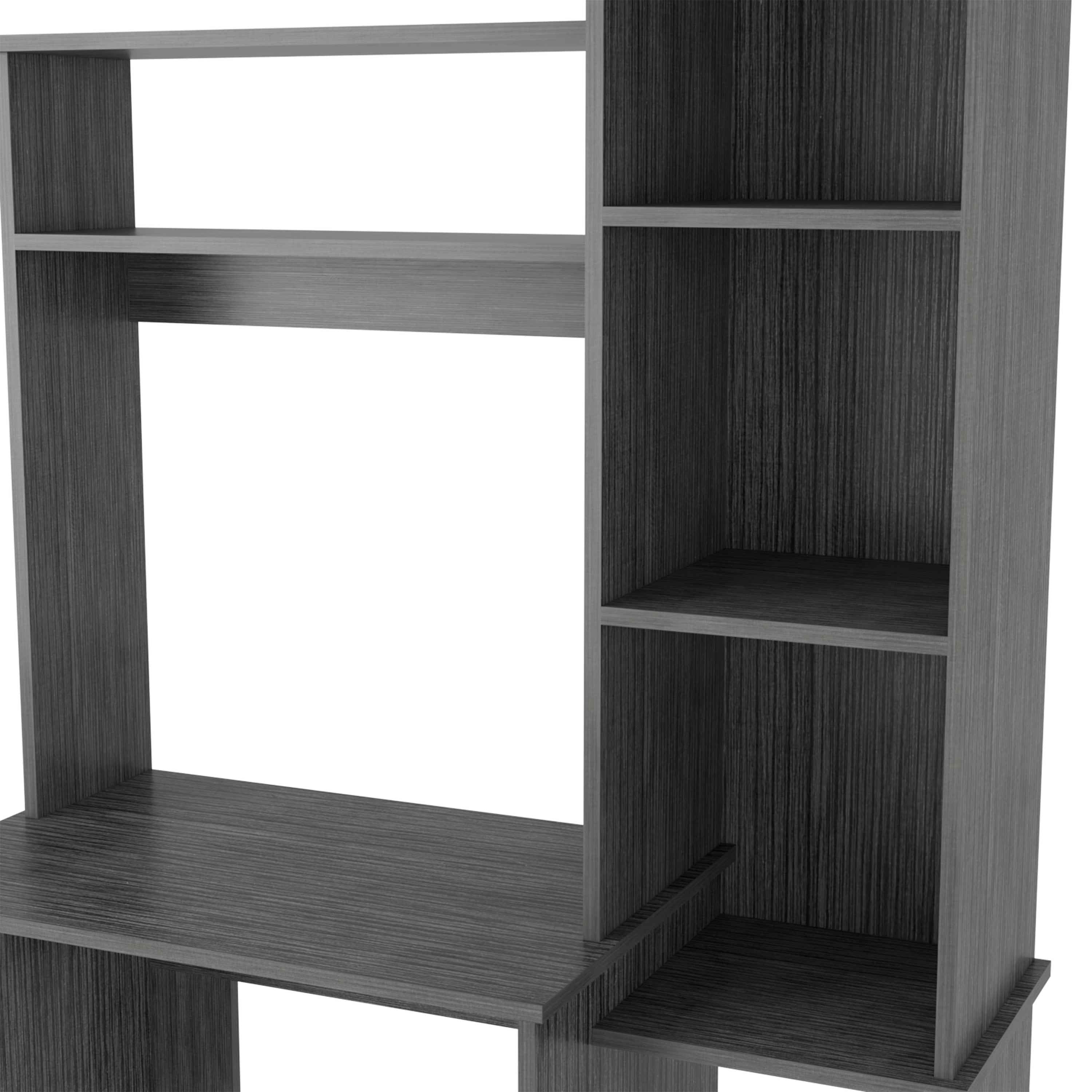 Aramis Desk with Five Shelves and Two Superior Shelves, Smokey Oak