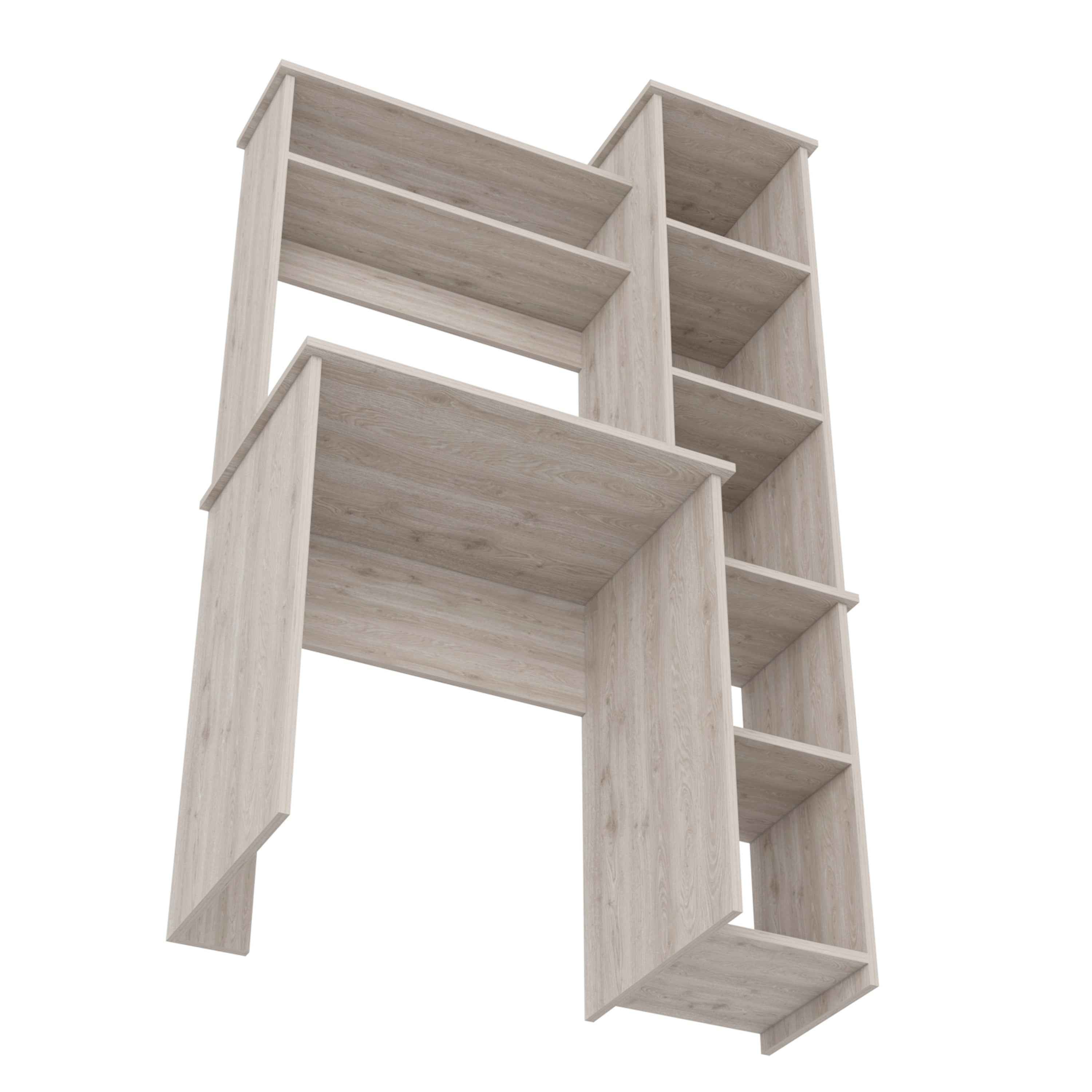 Aramis Desk, Five Shelves, Two Superior Shelves, Light Gray