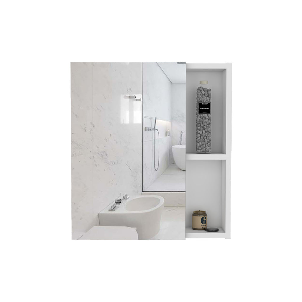 Andes Medicine Single Door Cabinet With Mirror, Five Interior Shelves, White - Luciddepo