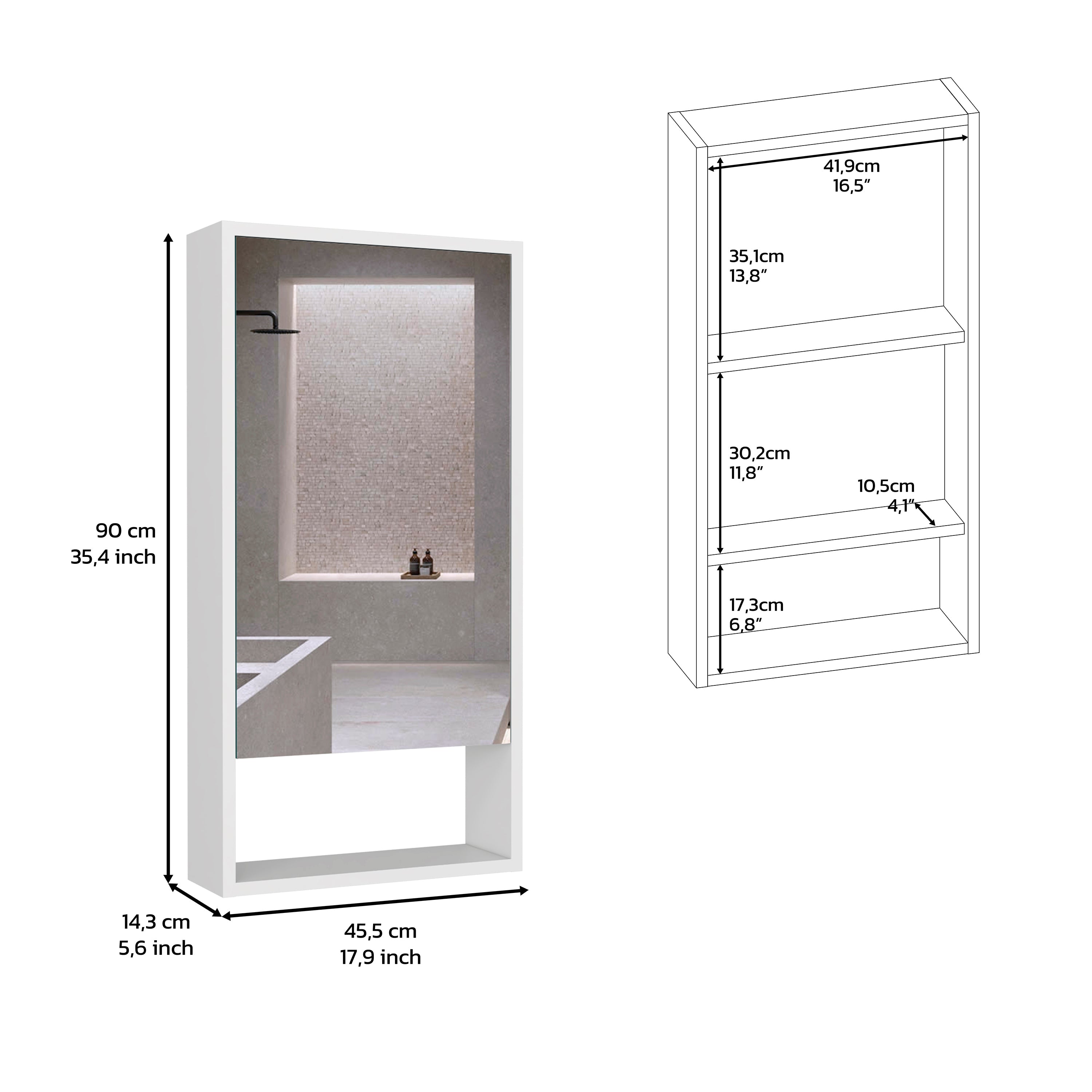 Palermo Medicine Single Door Cabinet, Two Interior Shelves, One External Shelf, White - Luciddepo