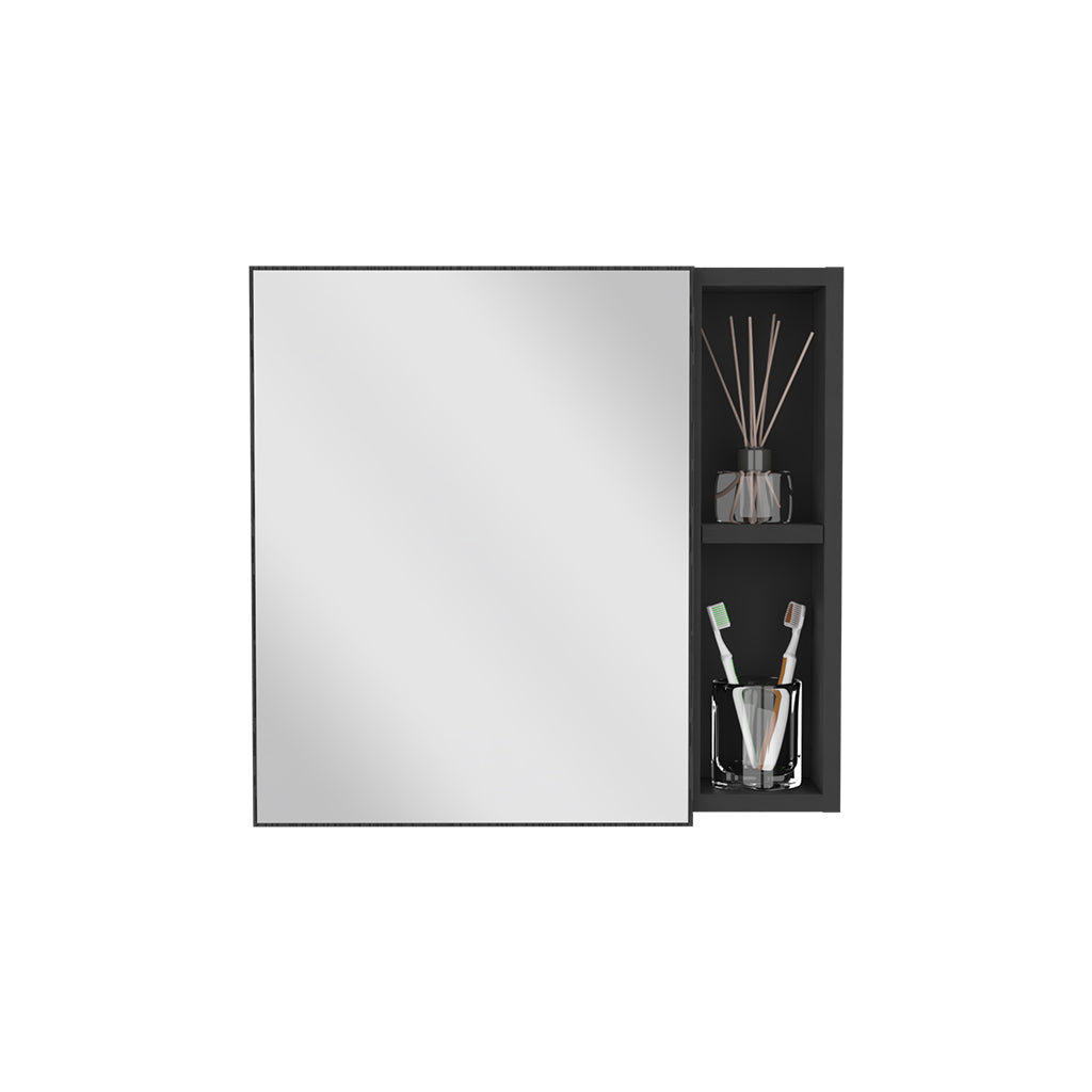 Queets Medicine Single Door Cabinet, Two External Shelves, Three Interior Shelves , Black - Luciddepo