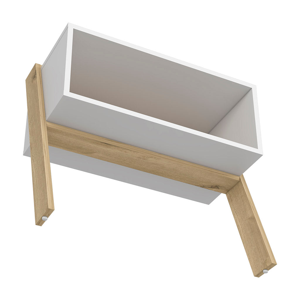 Leticia Nightstand, Two Legs, One Shelf, Superior Top, Light Oak / White - Luciddepo