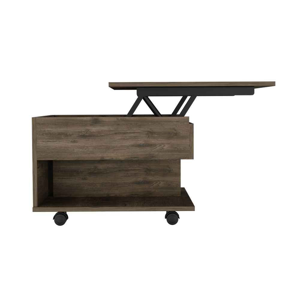 Babel Lift Top Coffee Table, Casters, One Shelf, Dark Brown