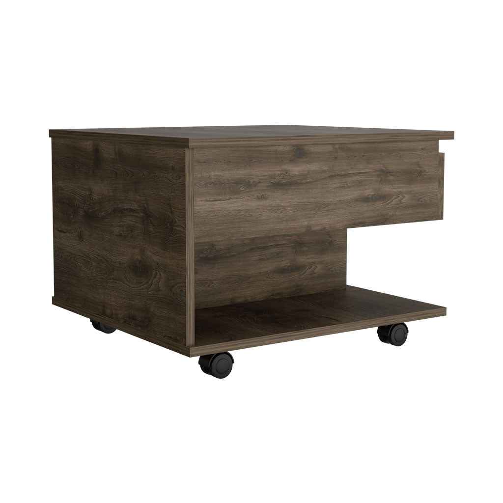 Babel Lift Top Coffee Table, Casters, One Shelf, Dark Brown