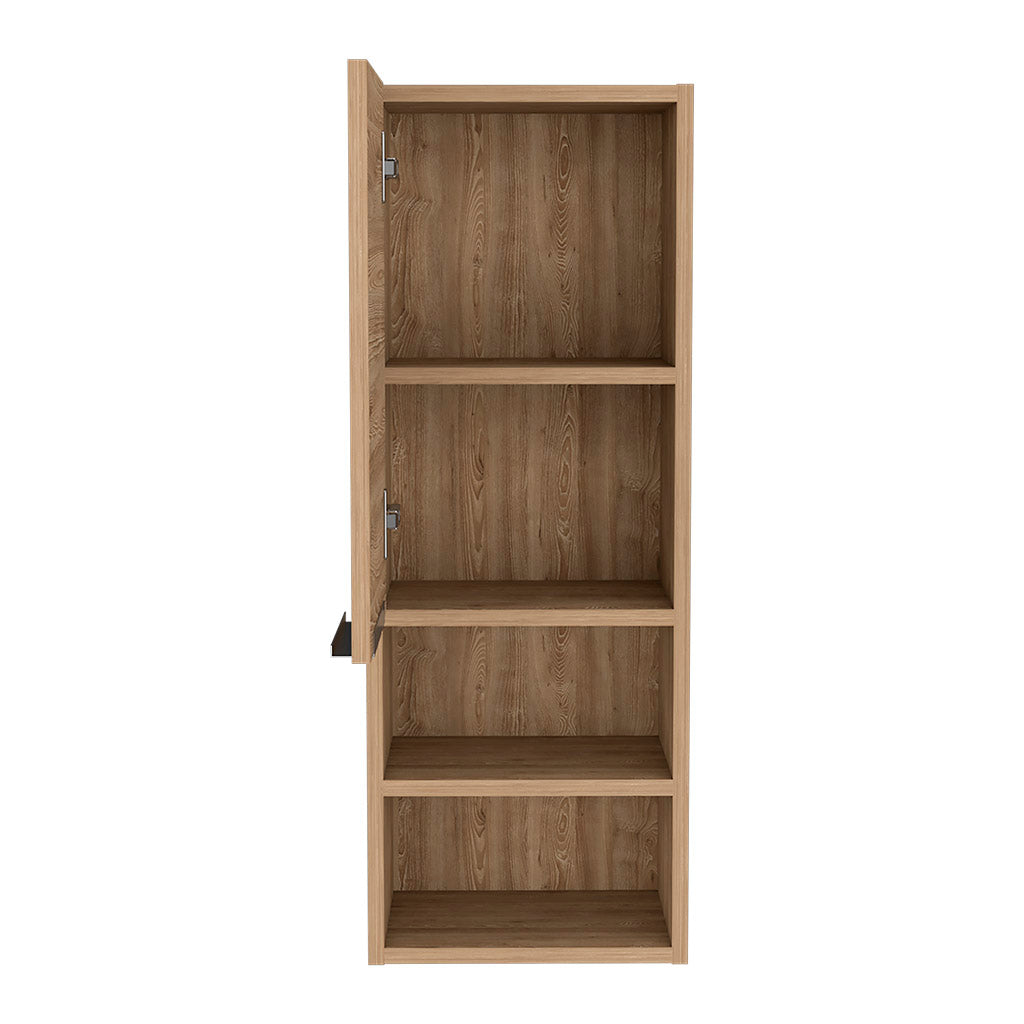Savona Medicine Single Door Cabinet with Two Interior Shelves and Two External Shelves, Light Oak - Luciddepo
