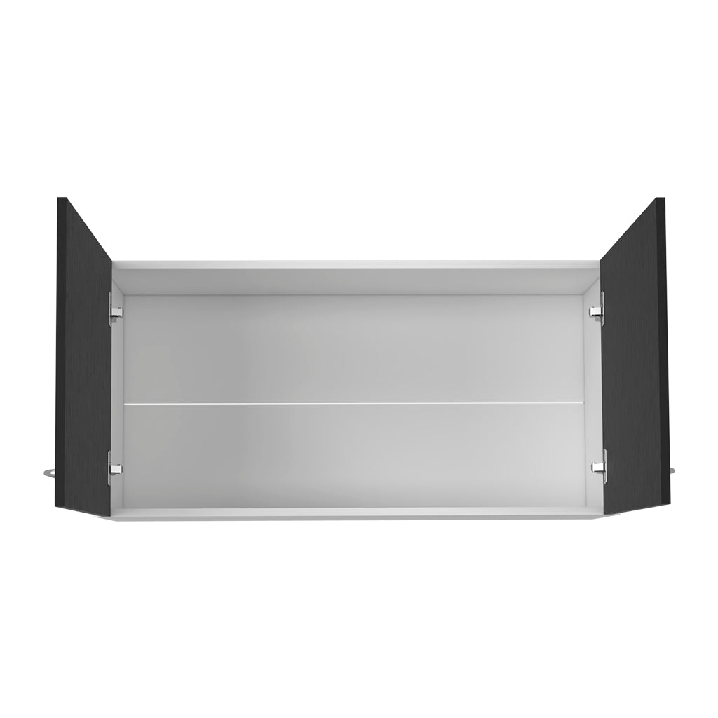 DEPOT E-SHOP Salento Wall Double Door Cabinet with Two Shelves, Carbon Espresso/White - Luciddepo
