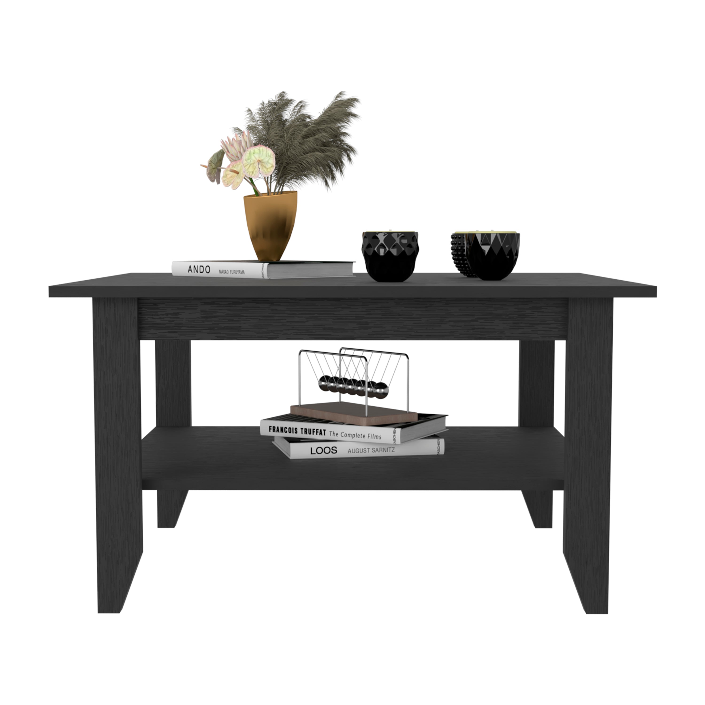 Sahara Coffee Table, Four Legs, One Shelf, Black - Luciddepo