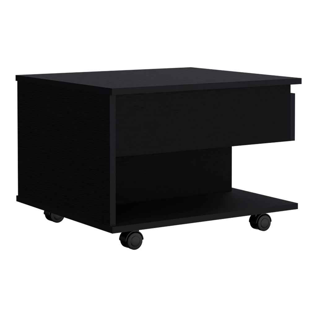 Babel Lift Top Coffee Table, Casters, One Shelf, Black
