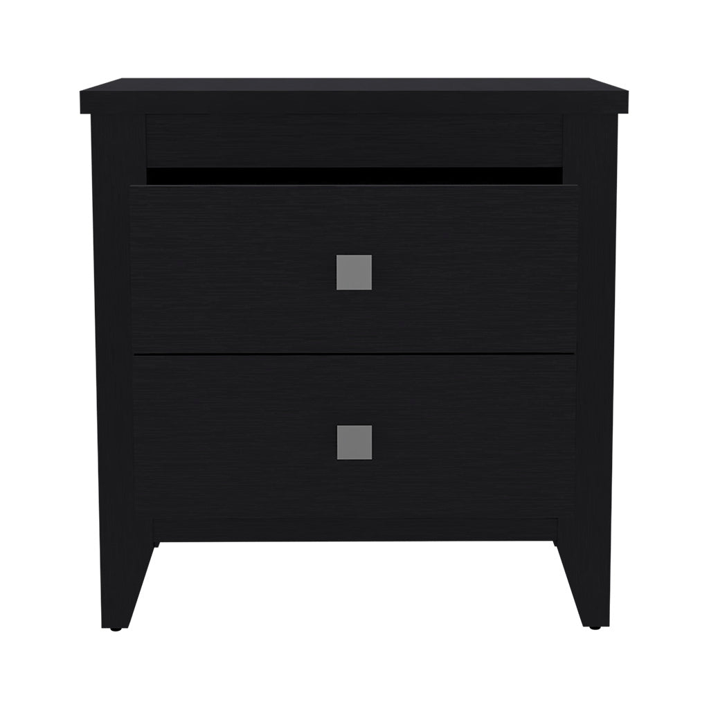 Oasis Nightstand,  Two Drawers, Four Legs, Superior Top, Black - Luciddepo
