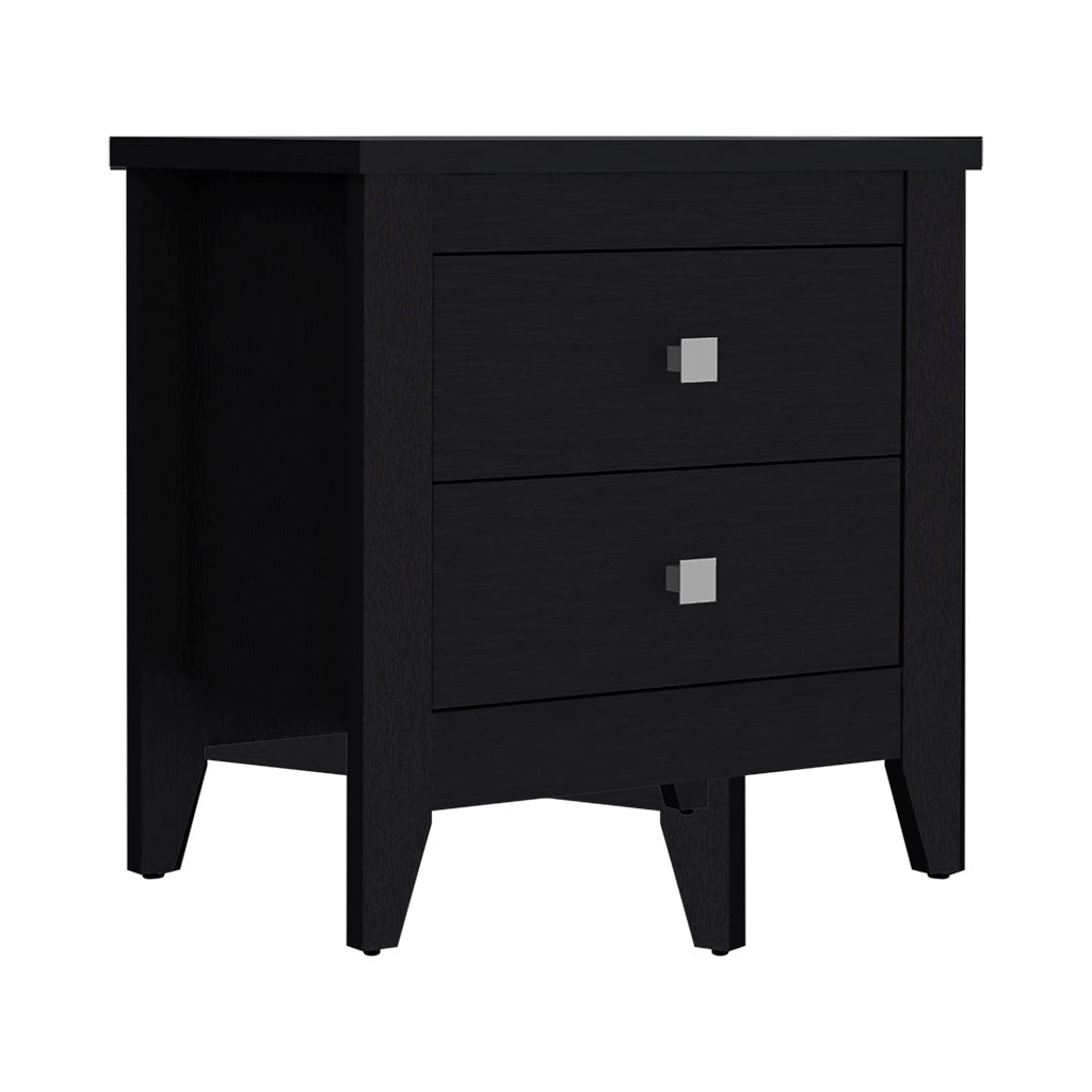 Oasis Nightstand,  Two Drawers, Four Legs, Superior Top, Black - Luciddepo