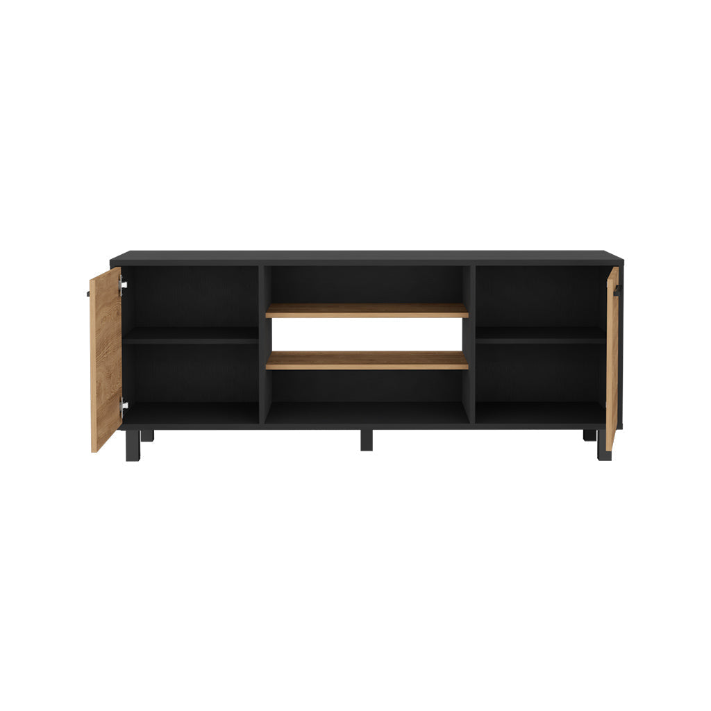 Egeo Tv Stand for TV´s up 60", Two Cabinets, Three Shelves, Five Legs, Espresso / Pine - Luciddepo