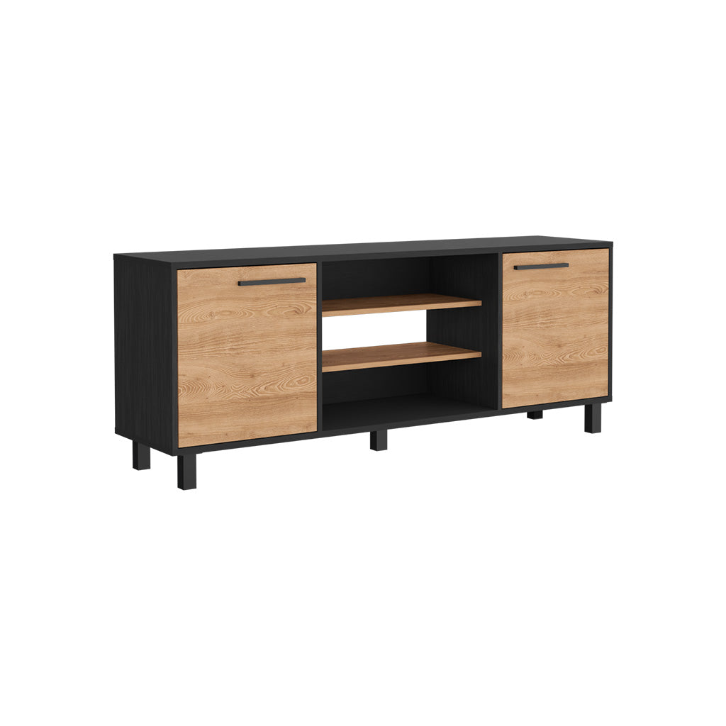 Egeo Tv Stand for TV´s up 60", Two Cabinets, Three Shelves, Five Legs, Espresso / Pine - Luciddepo