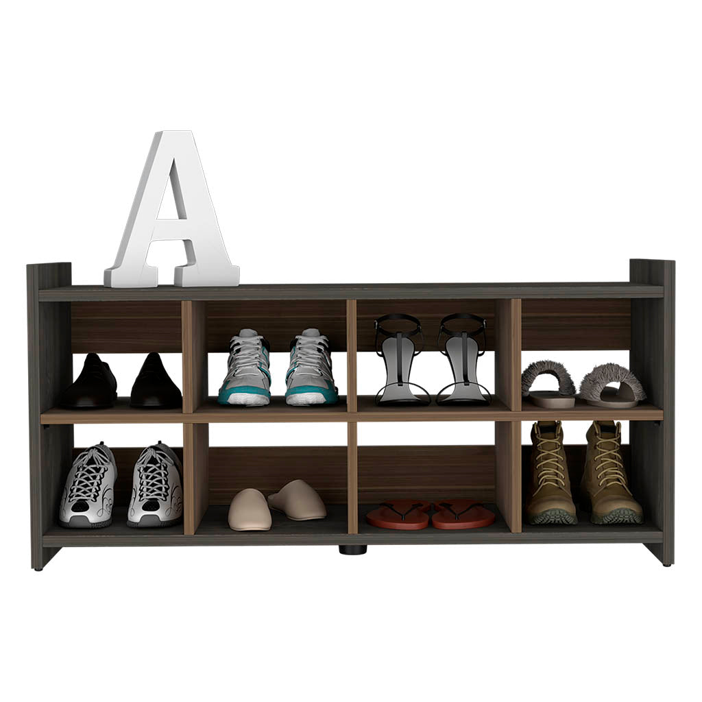 Modena Entryway Stackable Storage Unit, Eight Cubbies For Shoes, Eight Shoes Capacity, Carbon Espresso / Mahogany - Luciddepo