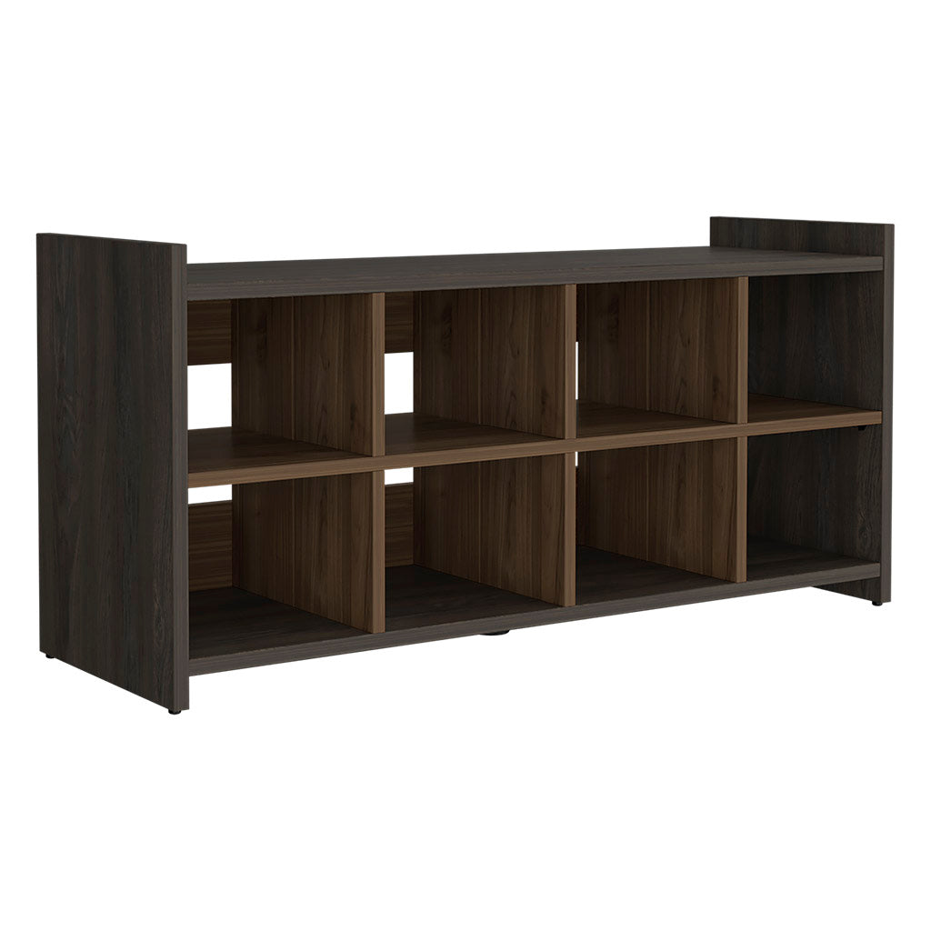 Modena Entryway Stackable Storage Unit, Eight Cubbies For Shoes, Eight Shoes Capacity, Carbon Espresso / Mahogany - Luciddepo