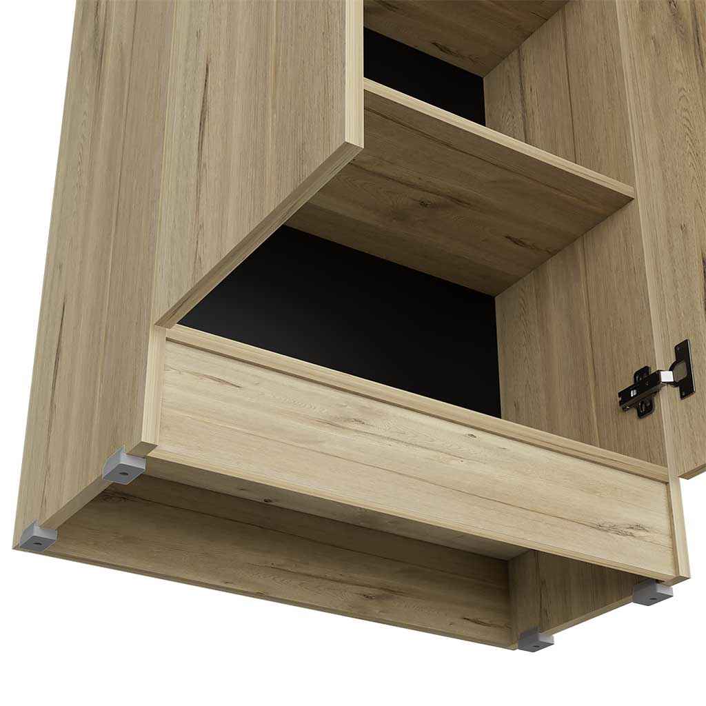 Dakari Multistorage Double Door Cabinet, Five Shelves, Light Oak / Black