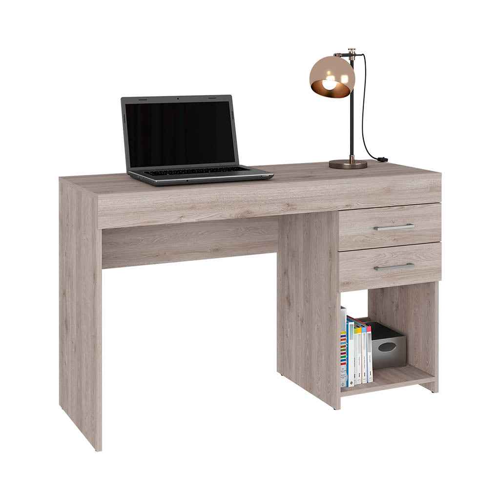 Maui 2 Drawers Computer Desk, One Lower Shelf, Light Gray