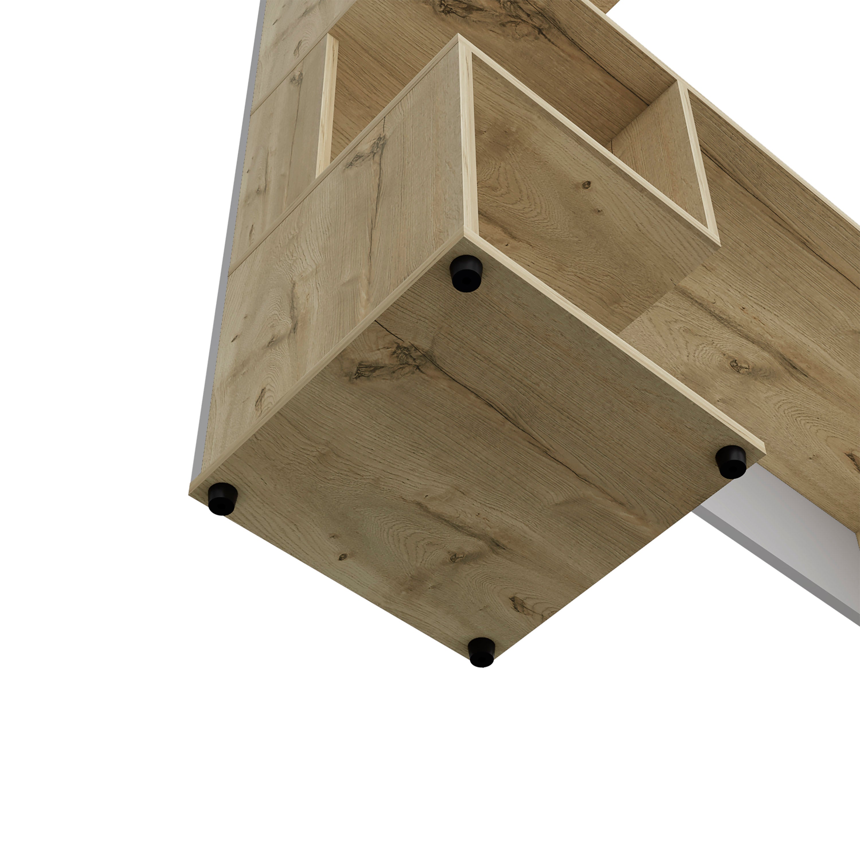 Delhi Desk with Bookcase and 4 Storage Shelves, Light Oak / White - Luciddepo