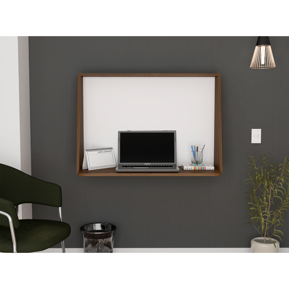 Vasco Wall Desk, Desktop Shelf, Mahogany / White - Luciddepo