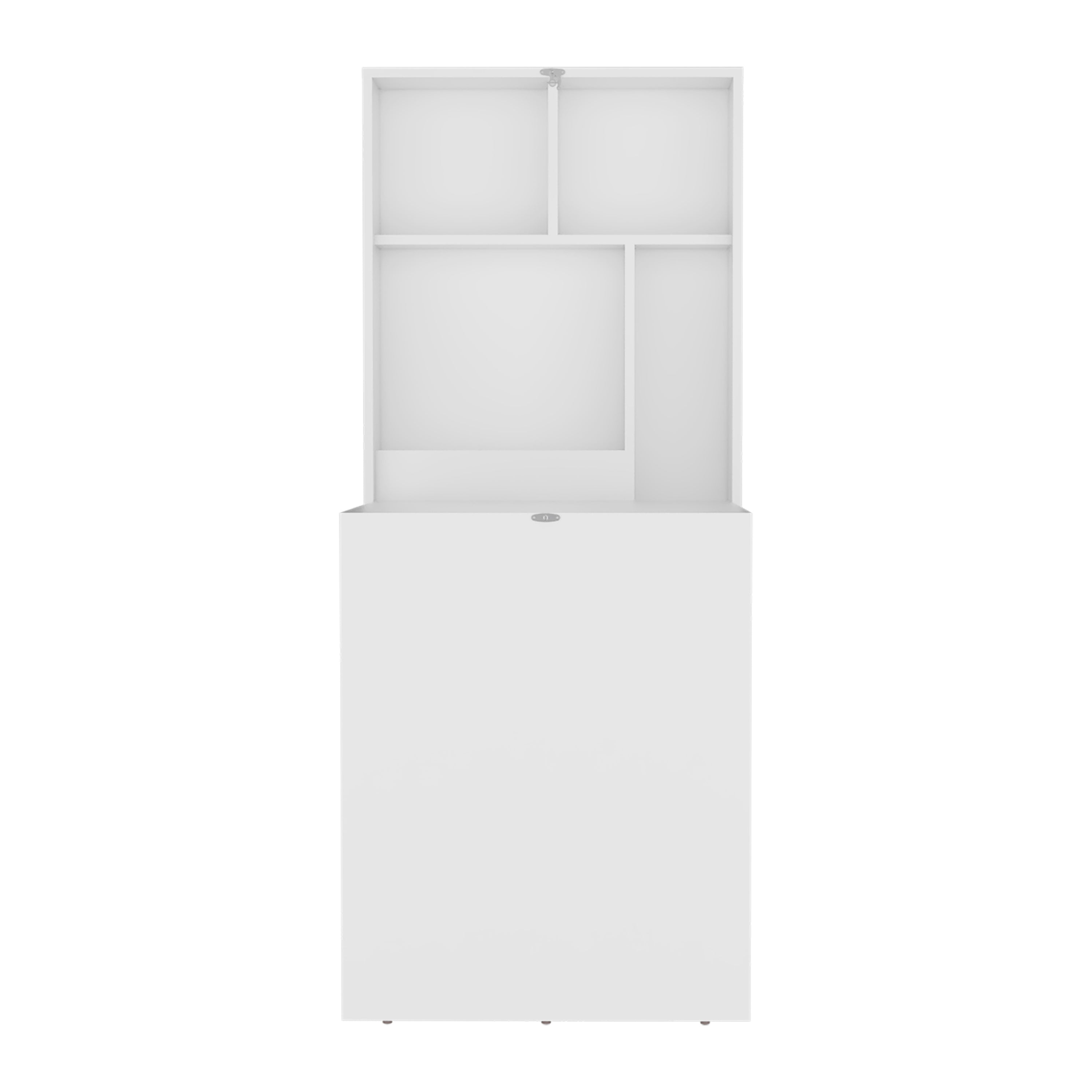 Stovall Folding Table, 4 Shelves, White - Luciddepo
