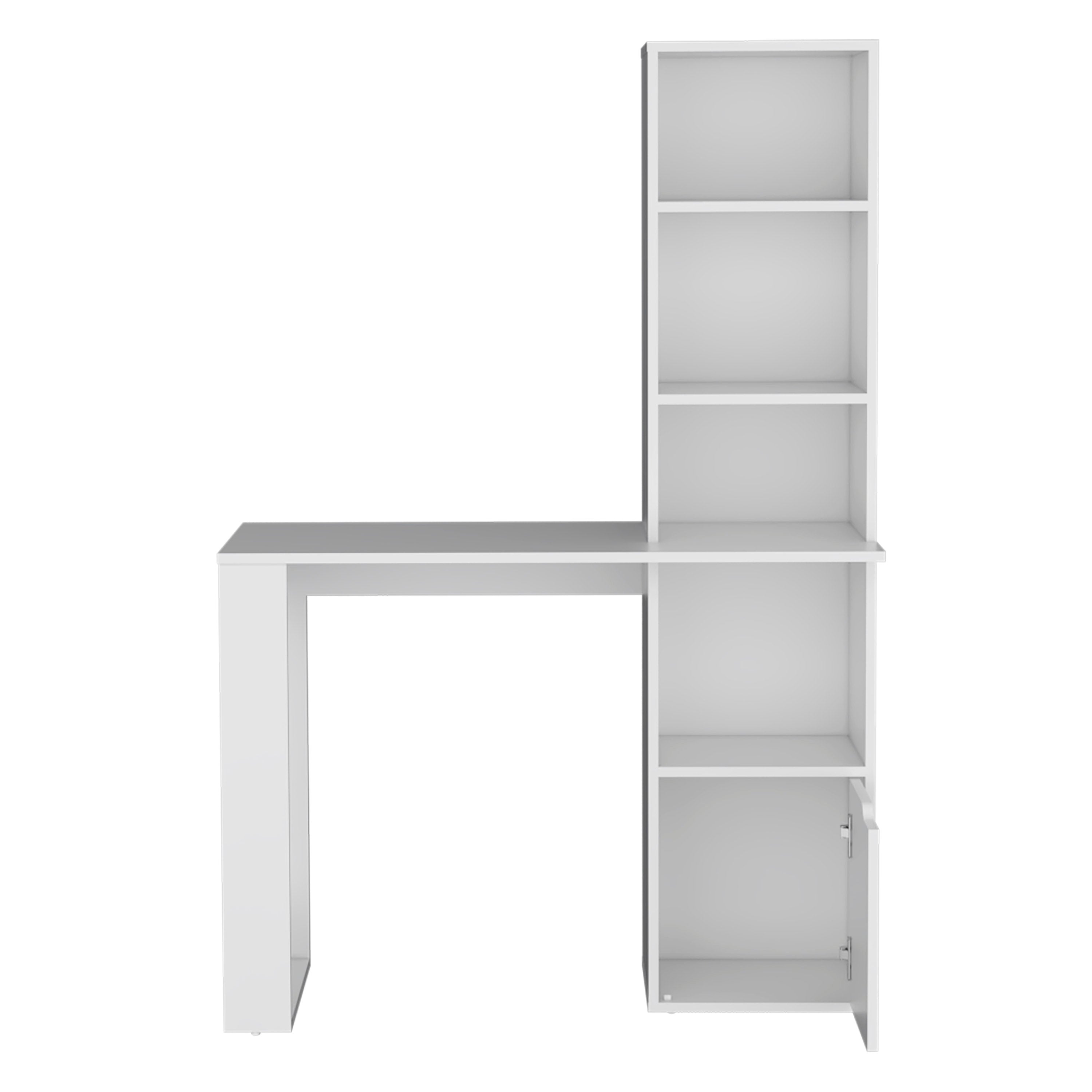 Ripley Writing Desk With Bookcase and Cabinet, White - Luciddepo