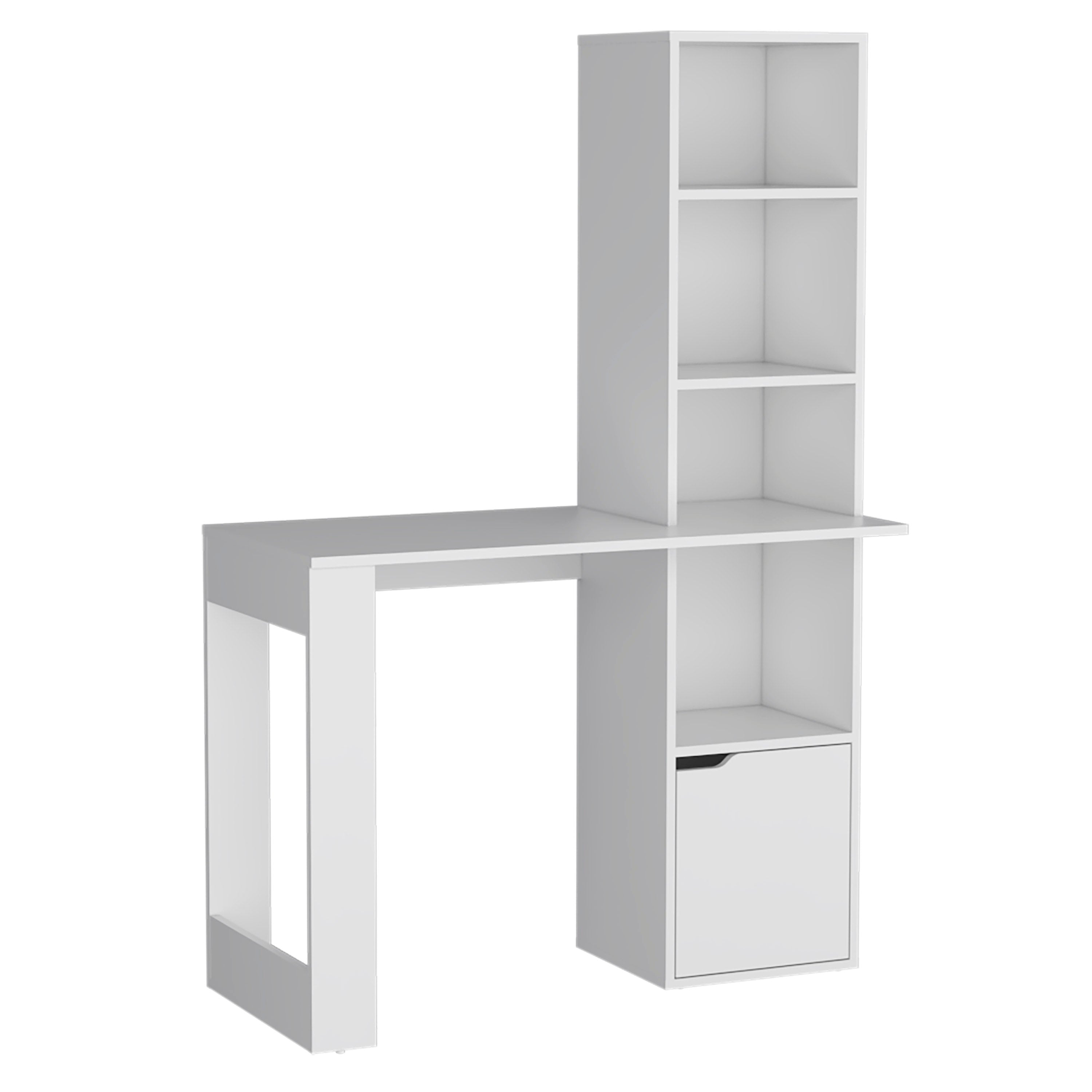 Ripley Writing Desk With Bookcase and Cabinet, White - Luciddepo