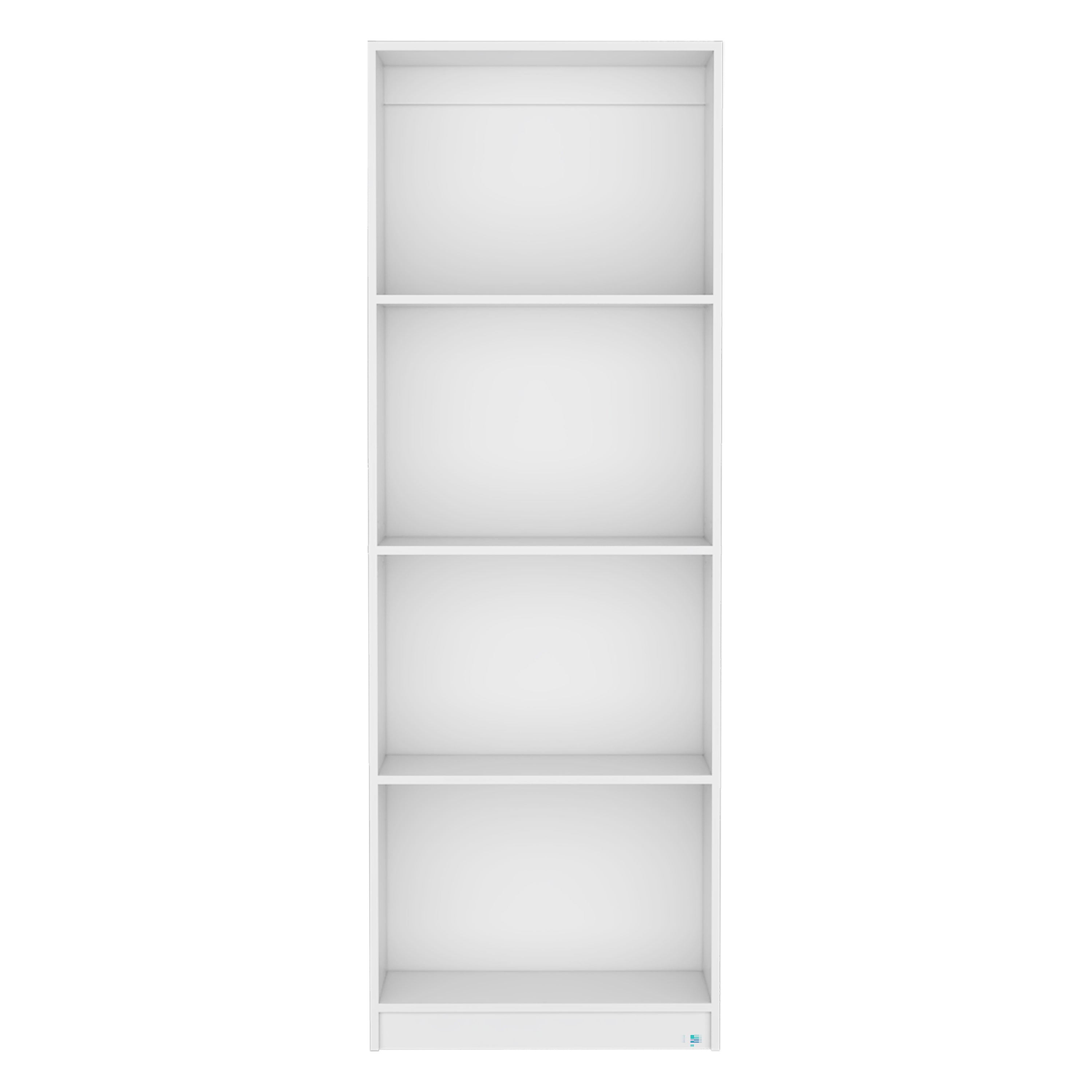 Vinton Bookcase with Spacious Tier-Shelving Design, White - Luciddepo