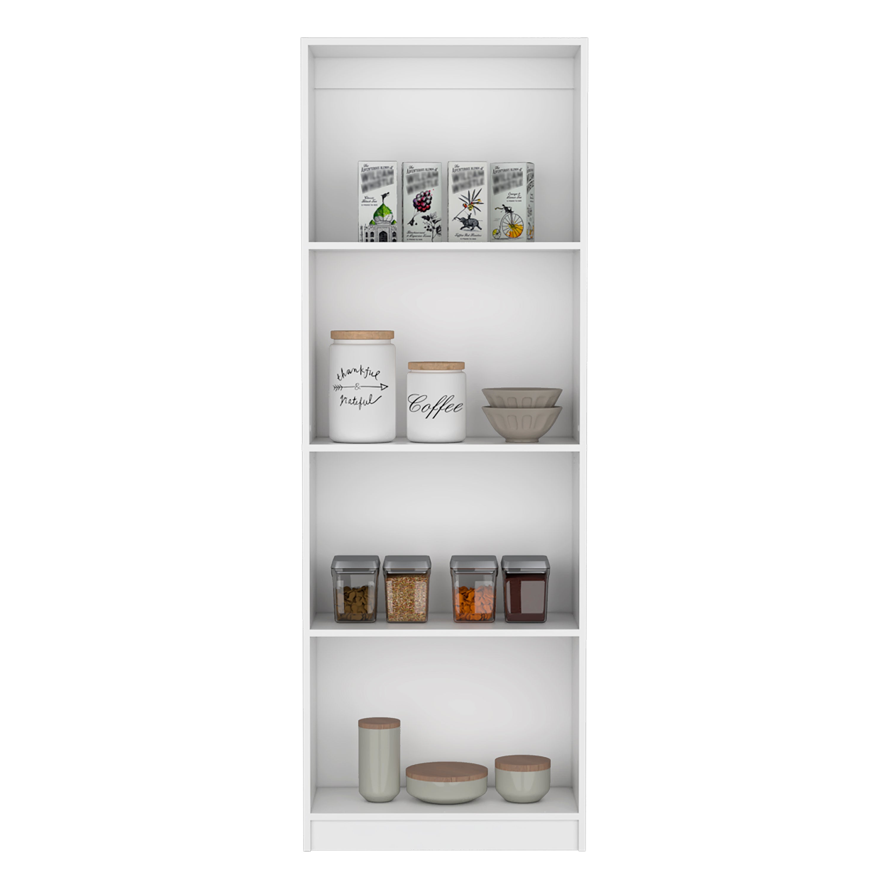 Vinton Bookcase with Spacious Tier-Shelving Design, White - Luciddepo