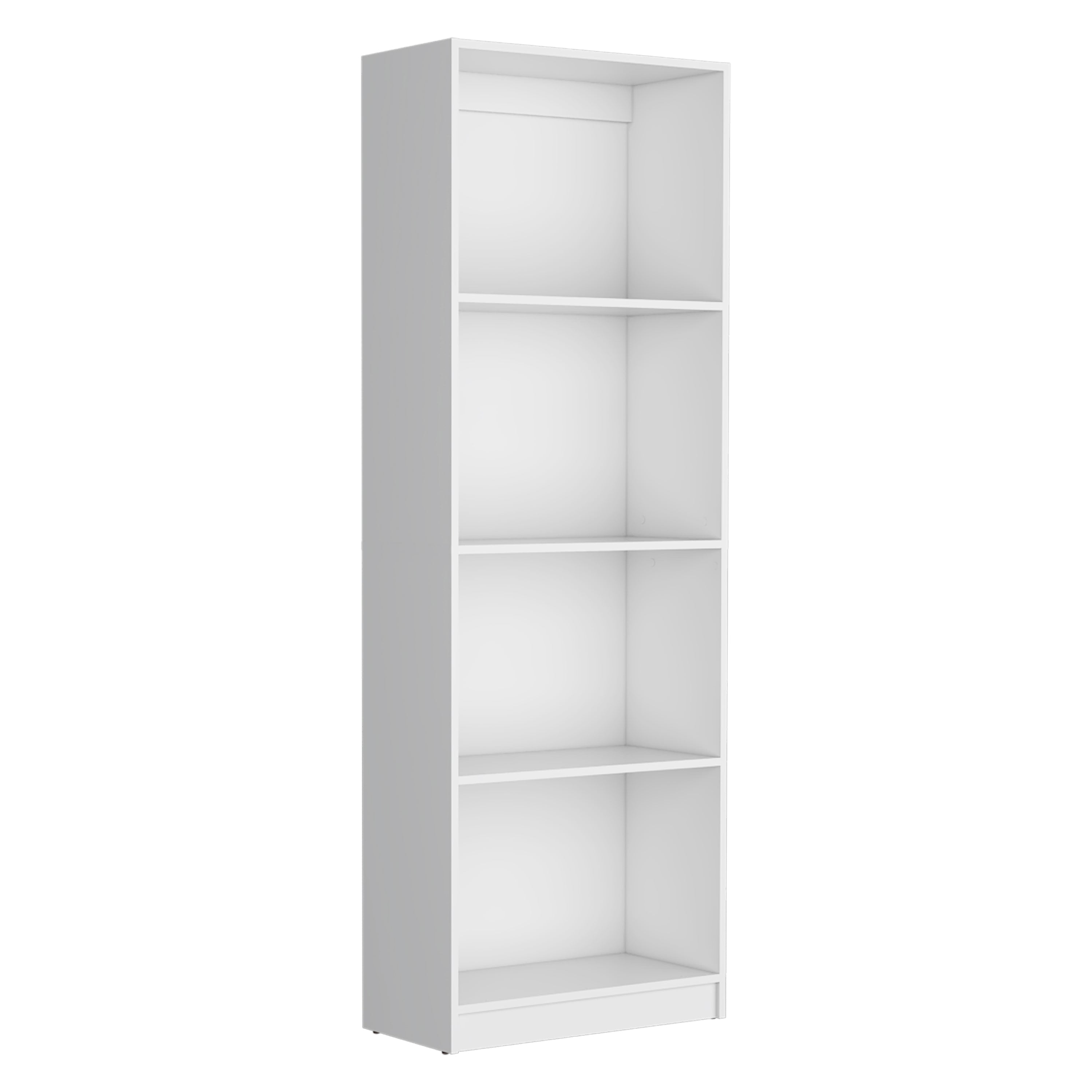 Vinton Bookcase with Spacious Tier-Shelving Design, White - Luciddepo