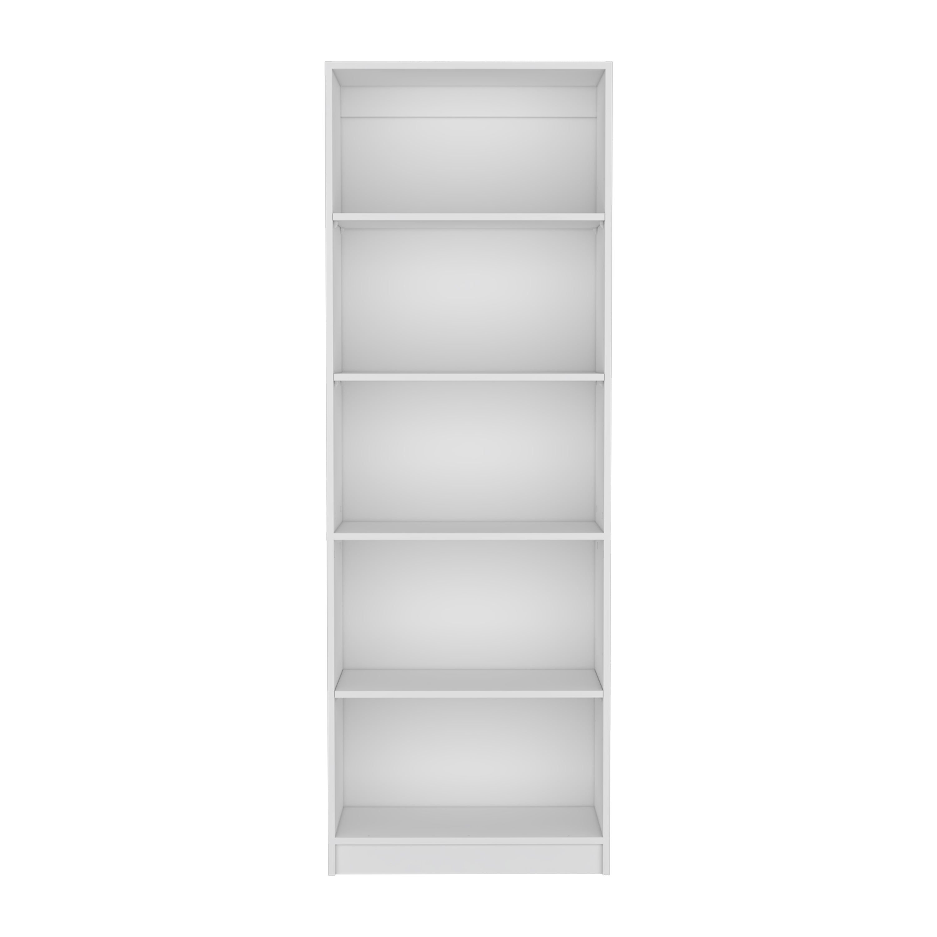 Vinton 4-Tier Bookcase with Modern Storage for Books and Decor, White - Luciddepo