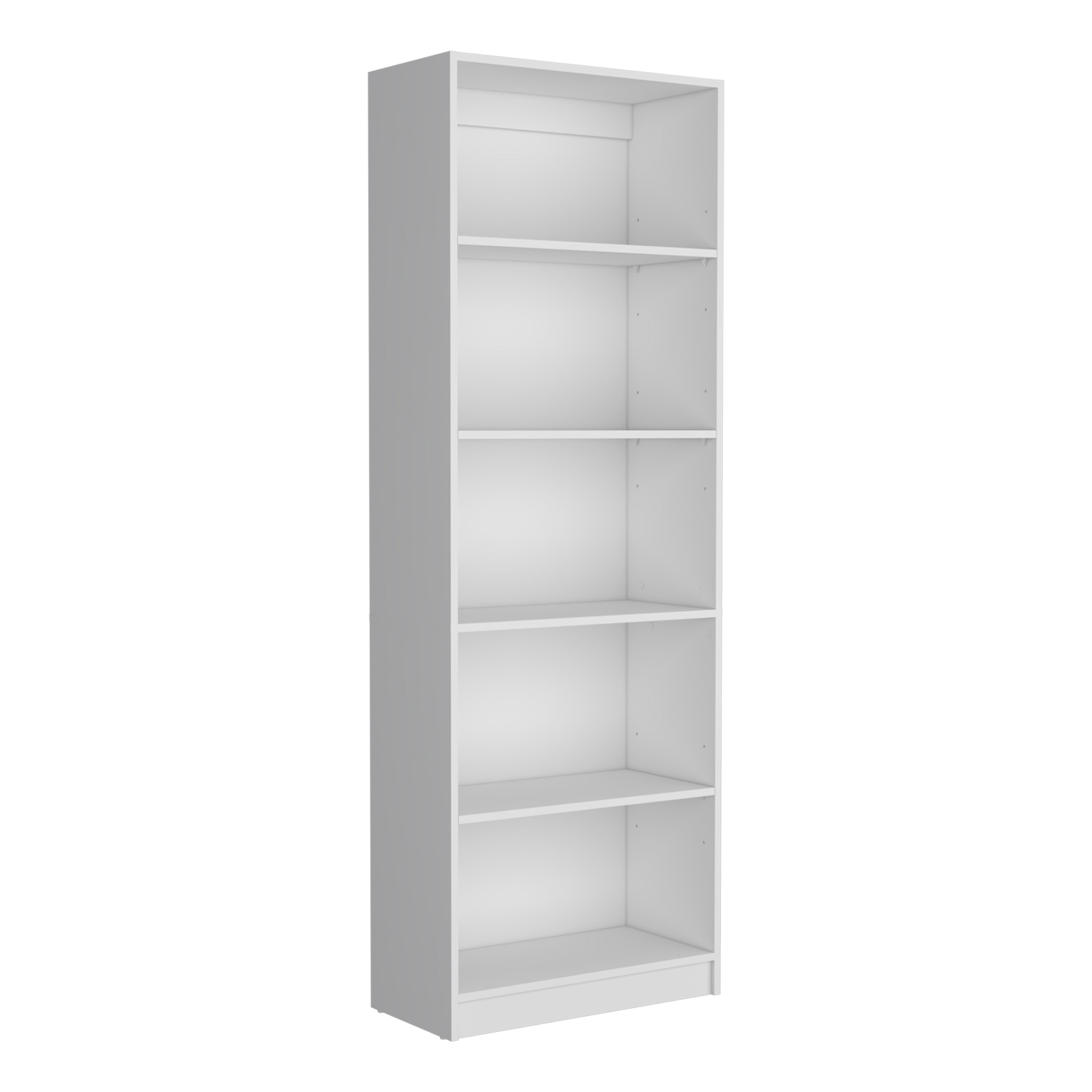 Vinton 4-Tier Bookcase with Modern Storage for Books and Decor, White - Luciddepo