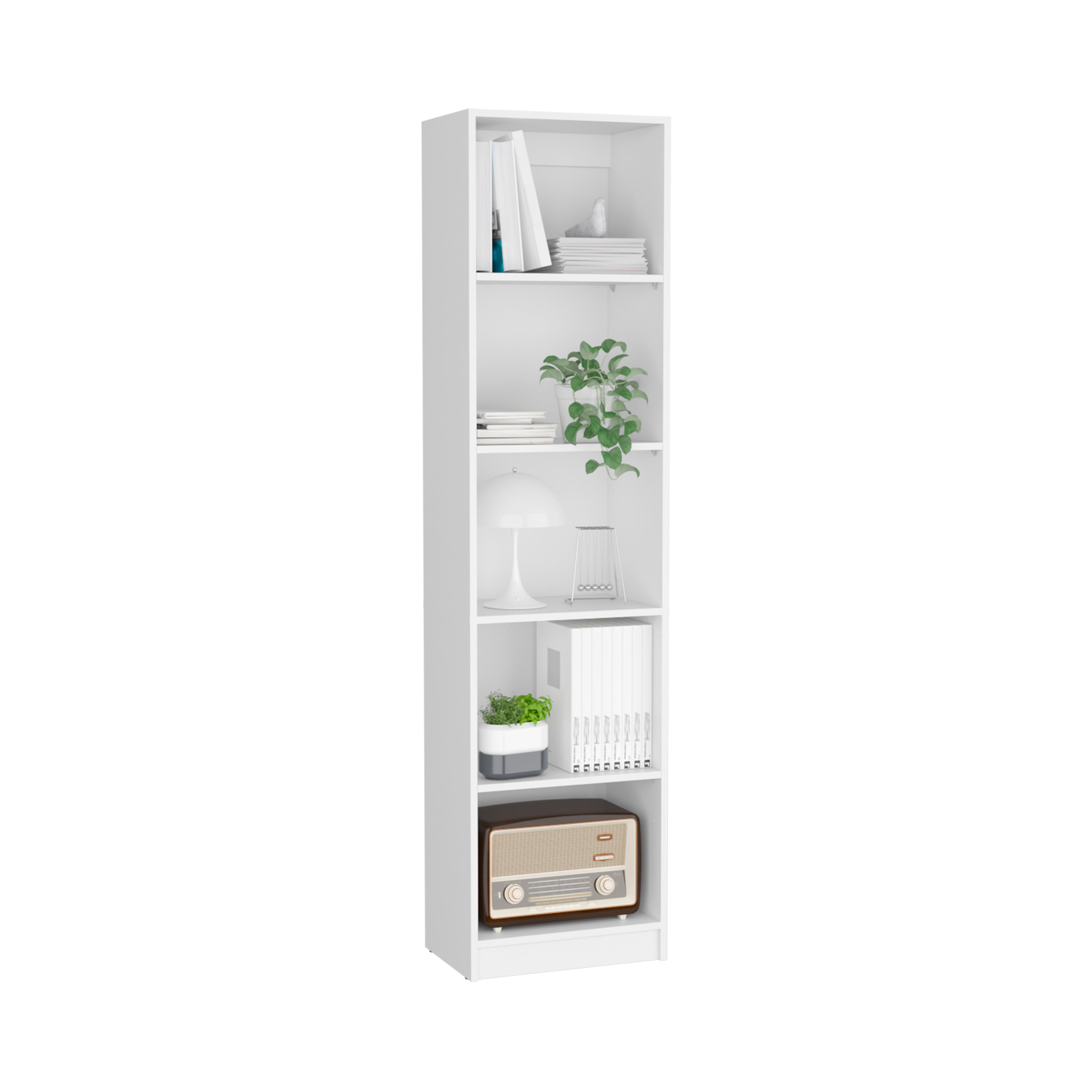 Vinton XS Bookcase Compact Bookshelf with Multiple Shelves, White - Luciddepo