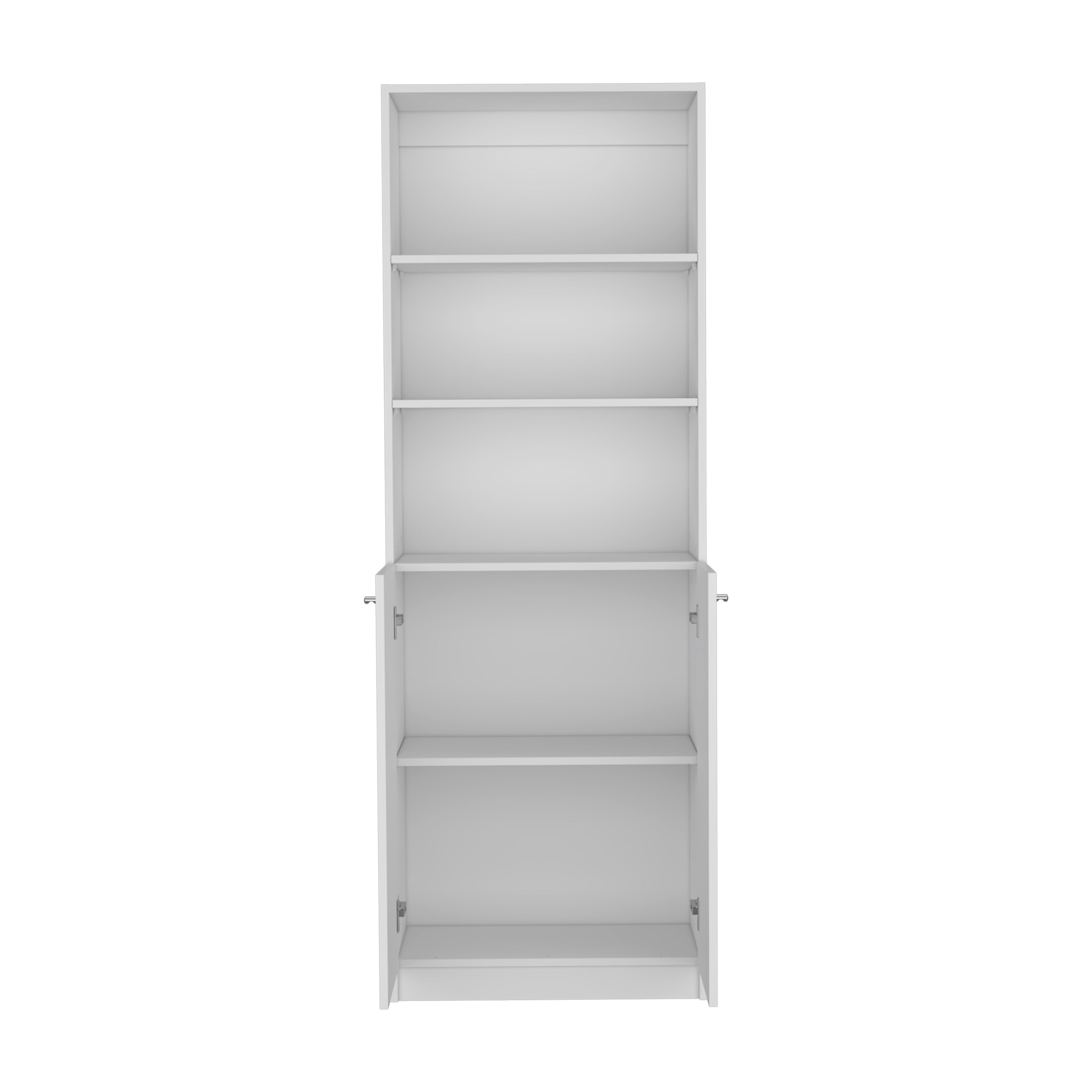 Vinton 2-Door Bookcase with Upper Shelves, White - Luciddepo