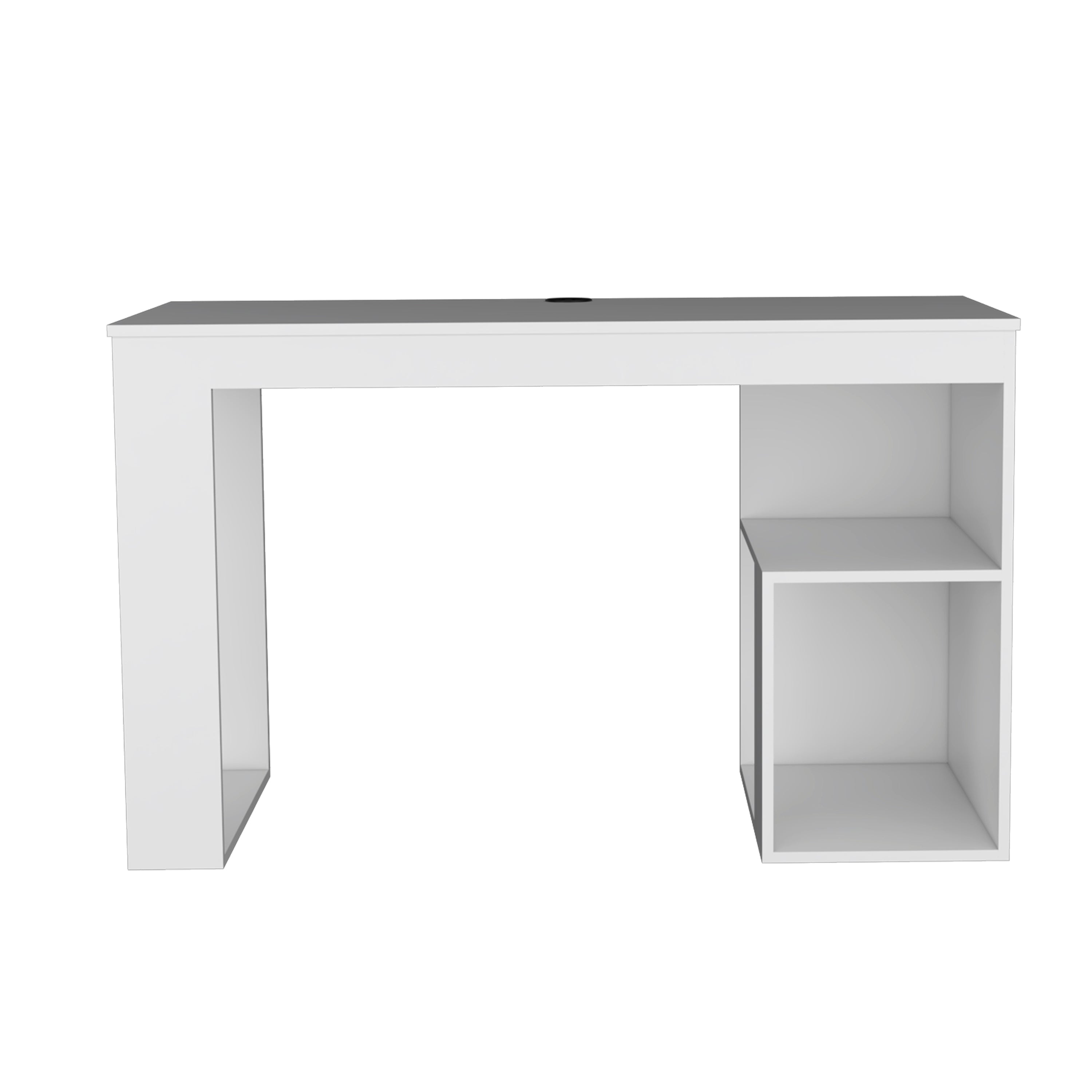 Firenze Writing Desk, Two Shelves, White - Luciddepo
