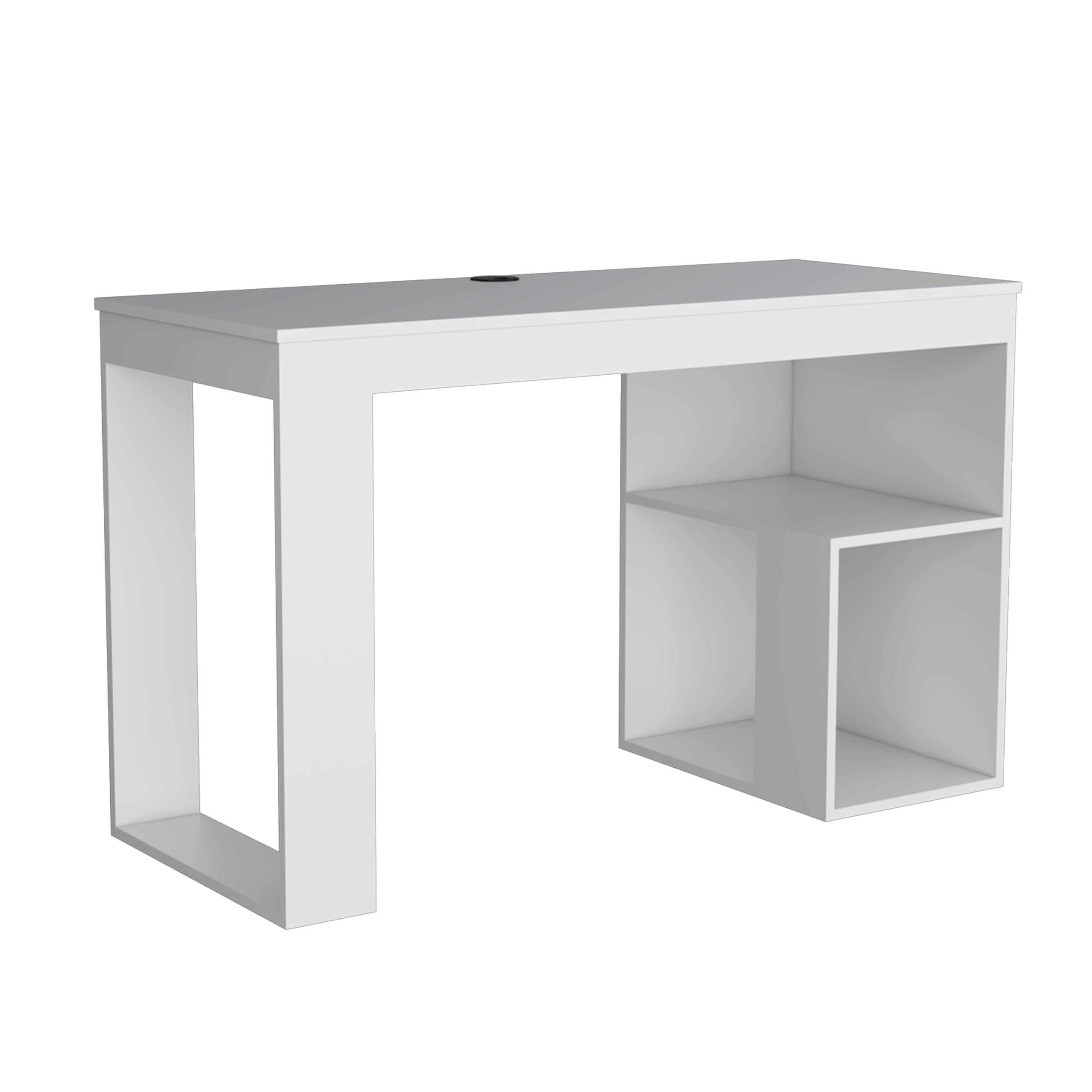 Firenze Writing Desk, Two Shelves, White - Luciddepo