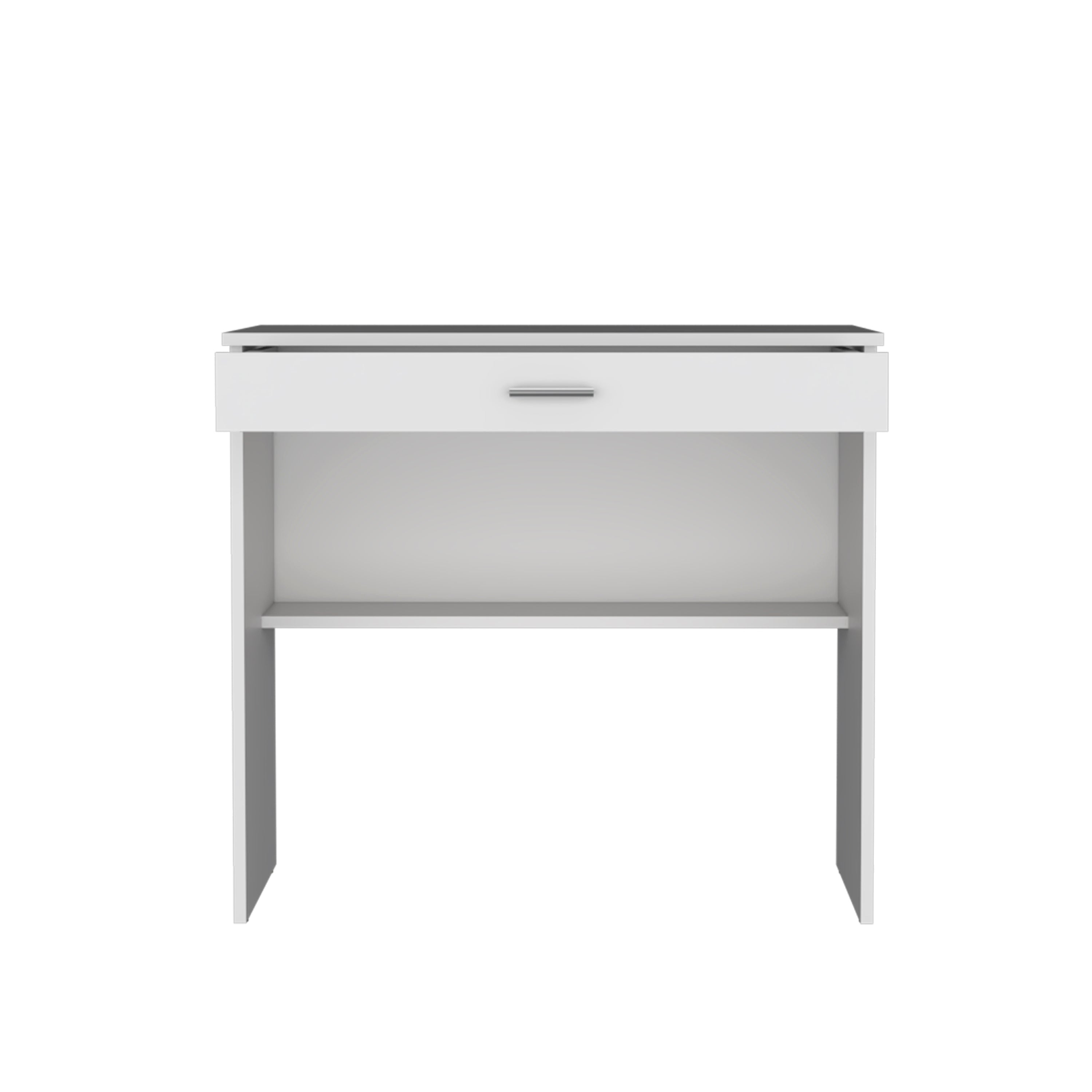 Montana Storage Desk, Spacious Stylish with Drawer and Shelf, White - Luciddepo