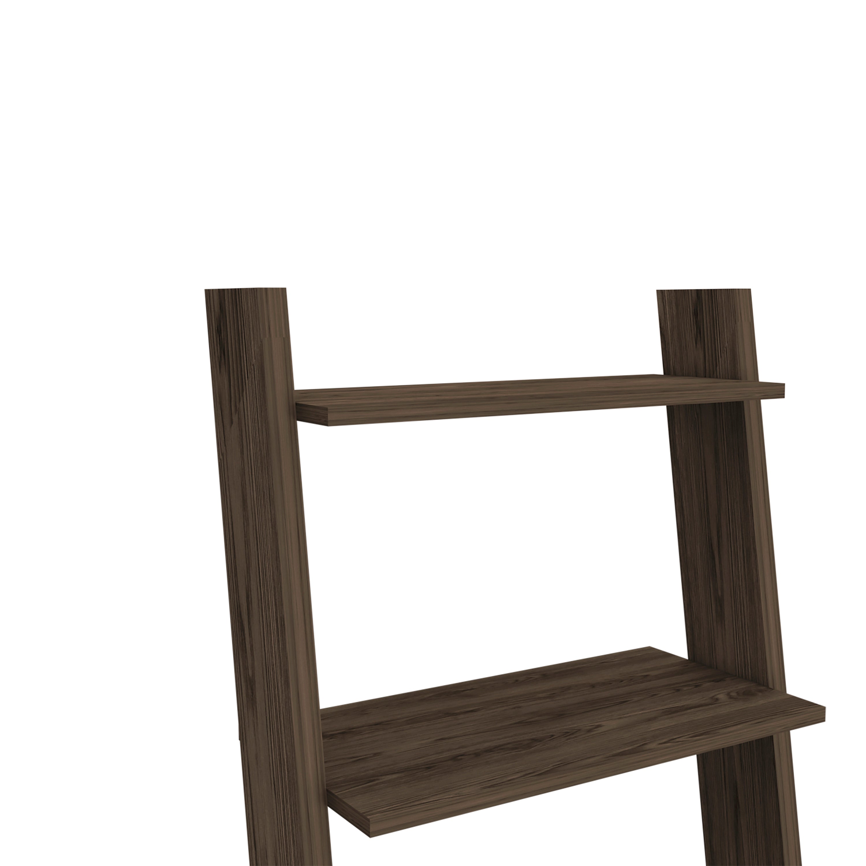 Kobe Ladder Bookcase, One Drawer, Five Open Shelves, Dark Walnut - Luciddepo