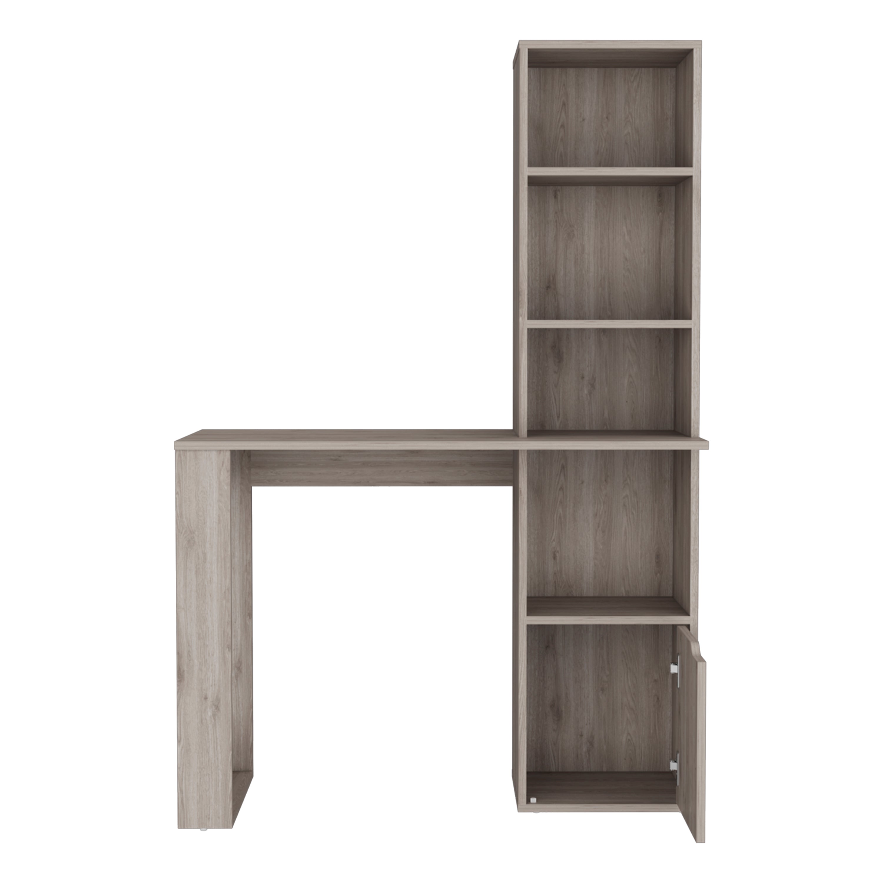 Ripley Writing Desk With Bookcase and Cabinet, Light Gray - Luciddepo