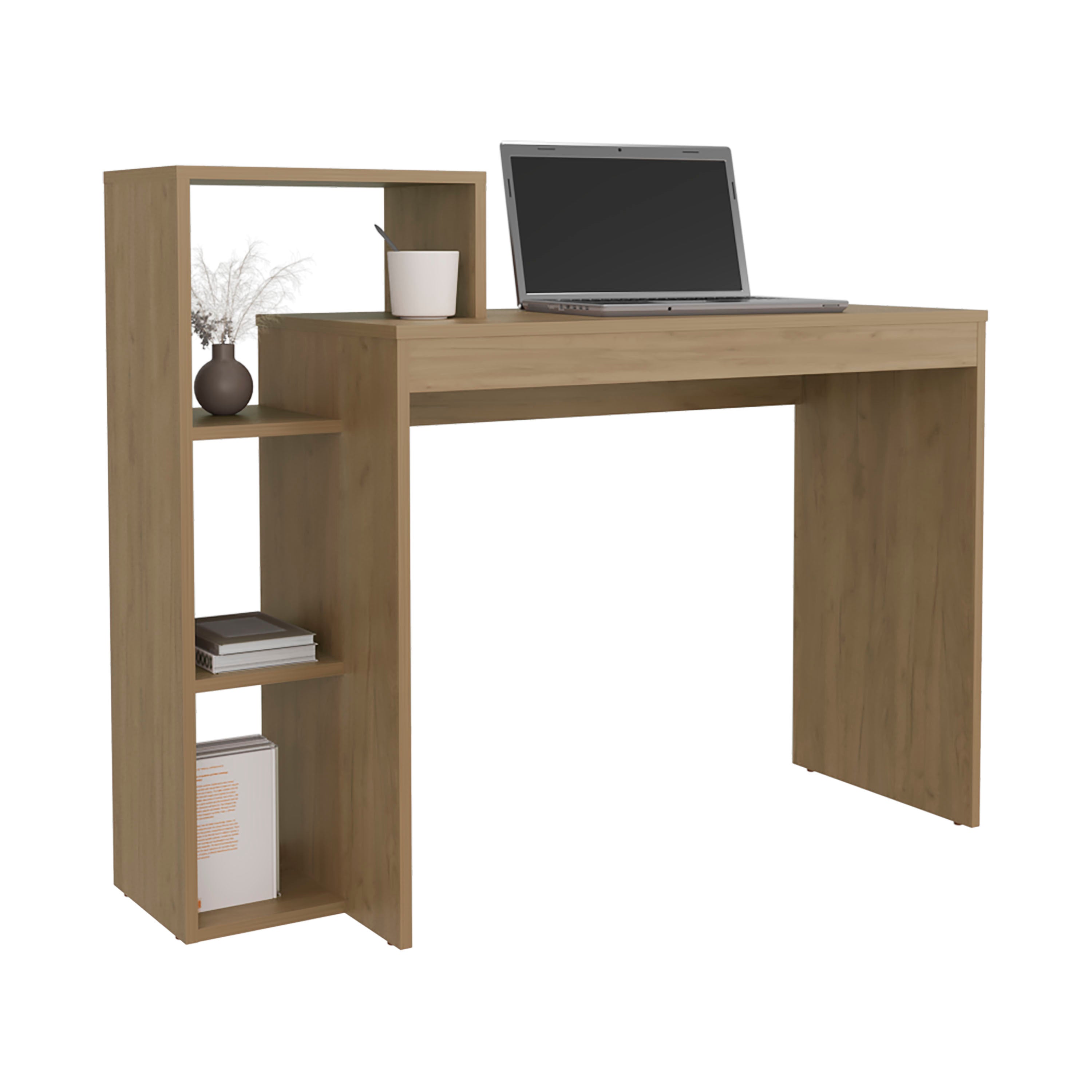 Venetie Desk, 3 Shelves, Light Pine - Luciddepo