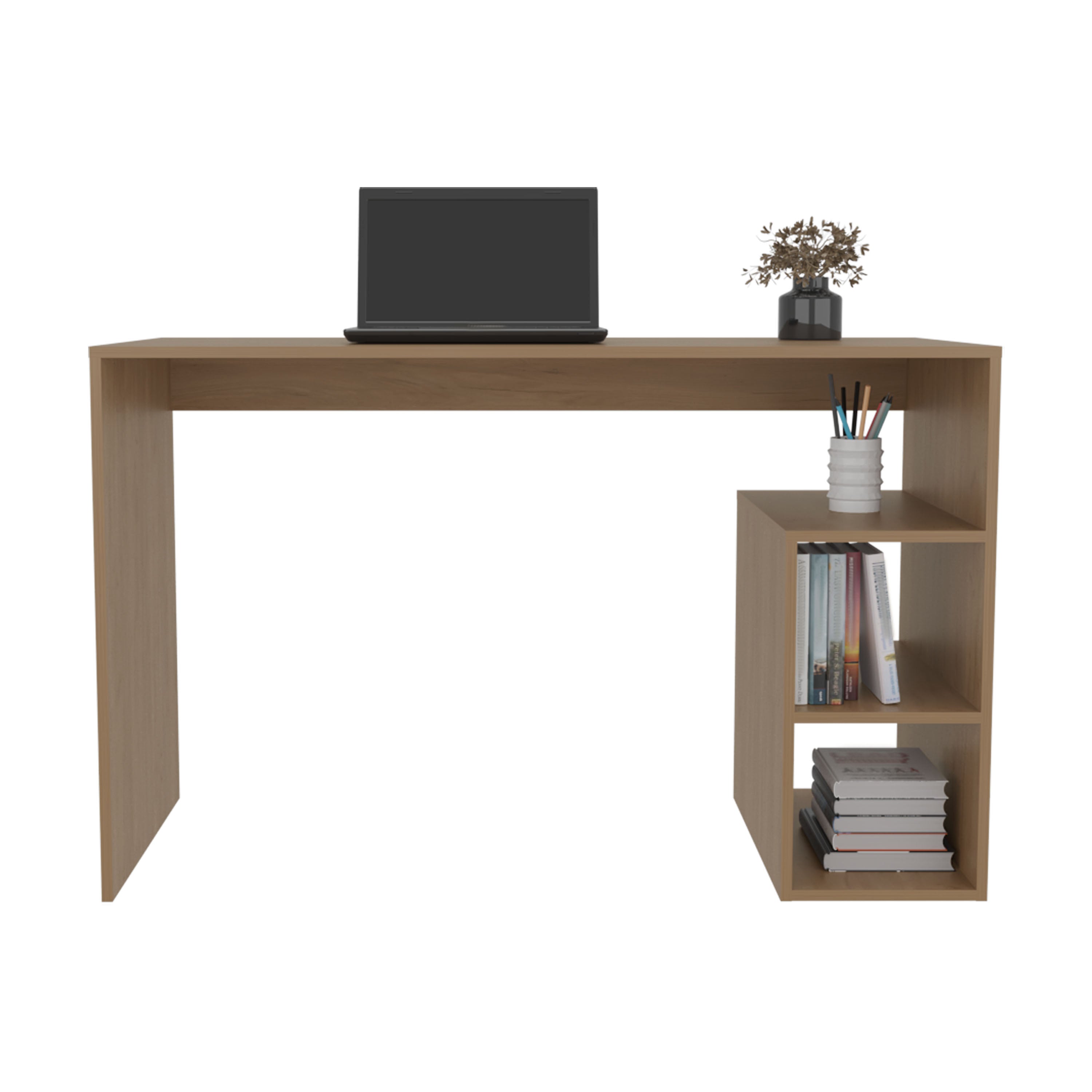 Benson Desk, 3 Shelves, Light Pine - Luciddepo
