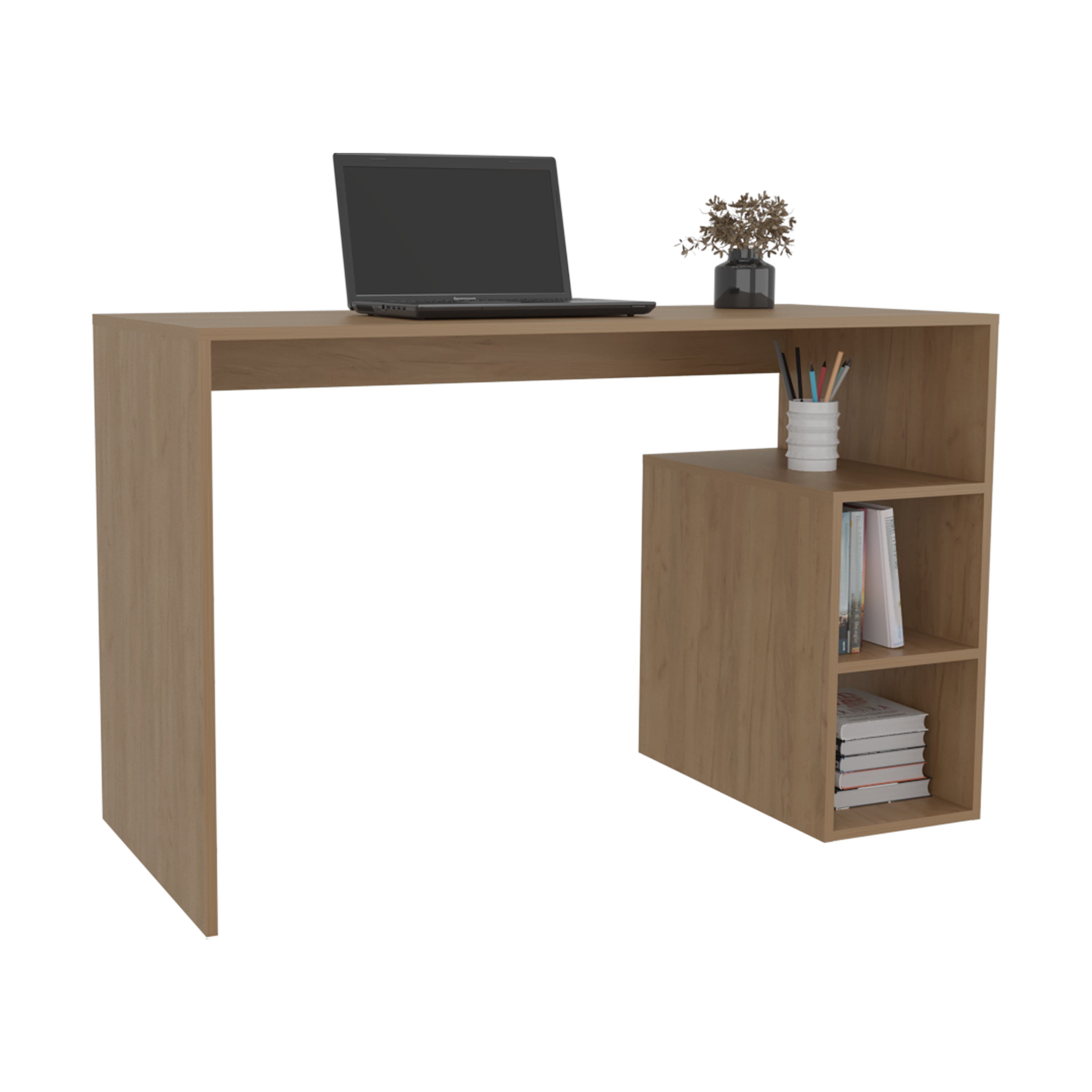 Benson Desk, 3 Shelves, Light Pine - Luciddepo