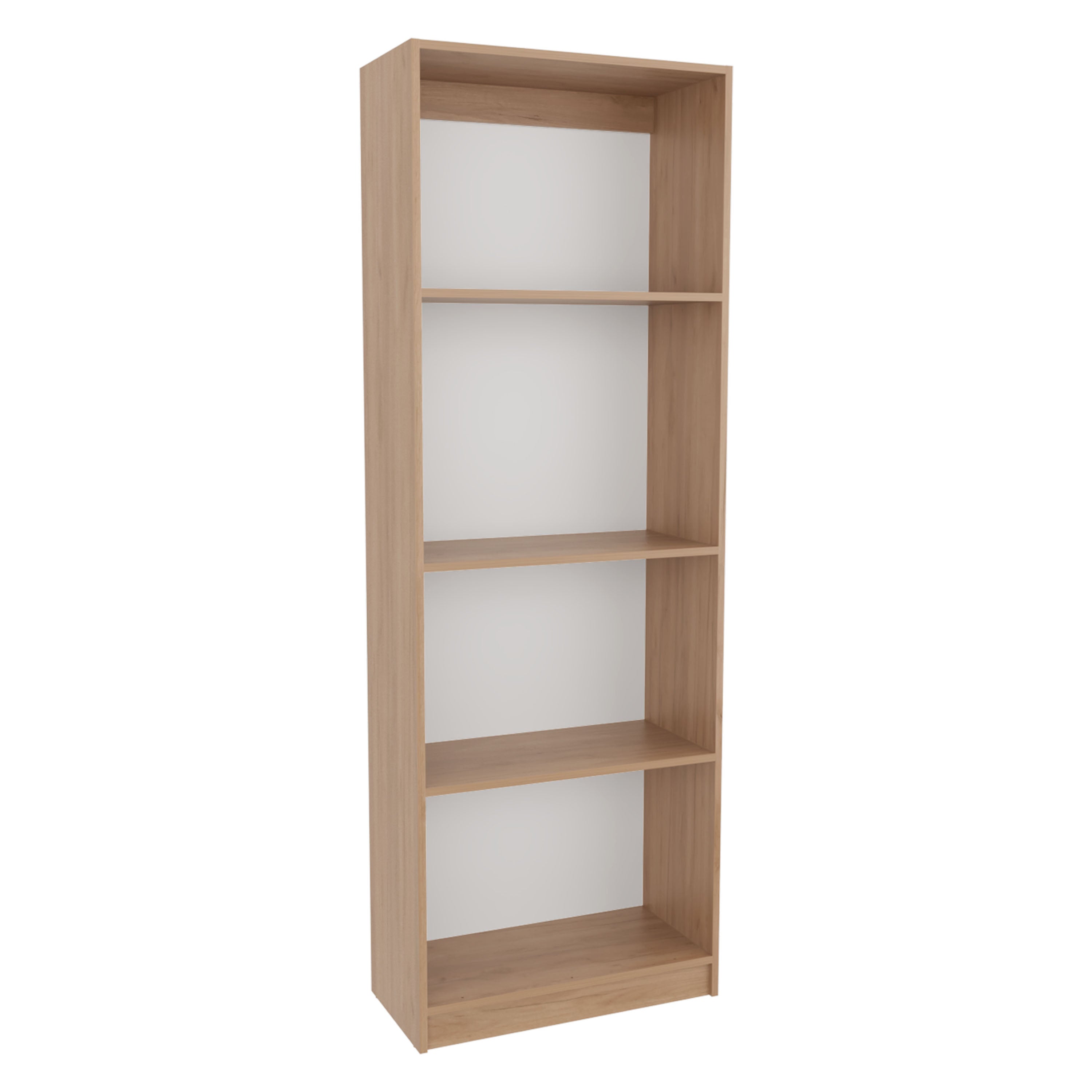Vinton Bookcase with Spacious Tier-Shelving Design, Natural Oak / White - Luciddepo
