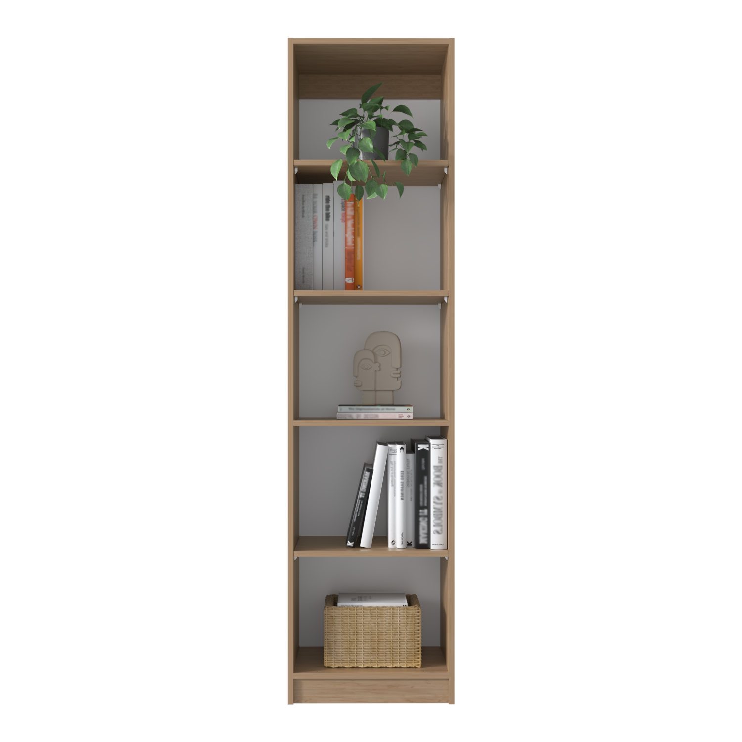 Vinton XS Bookcase Compact Bookshelf with Multiple Shelves, Natural Oak / White - Luciddepo