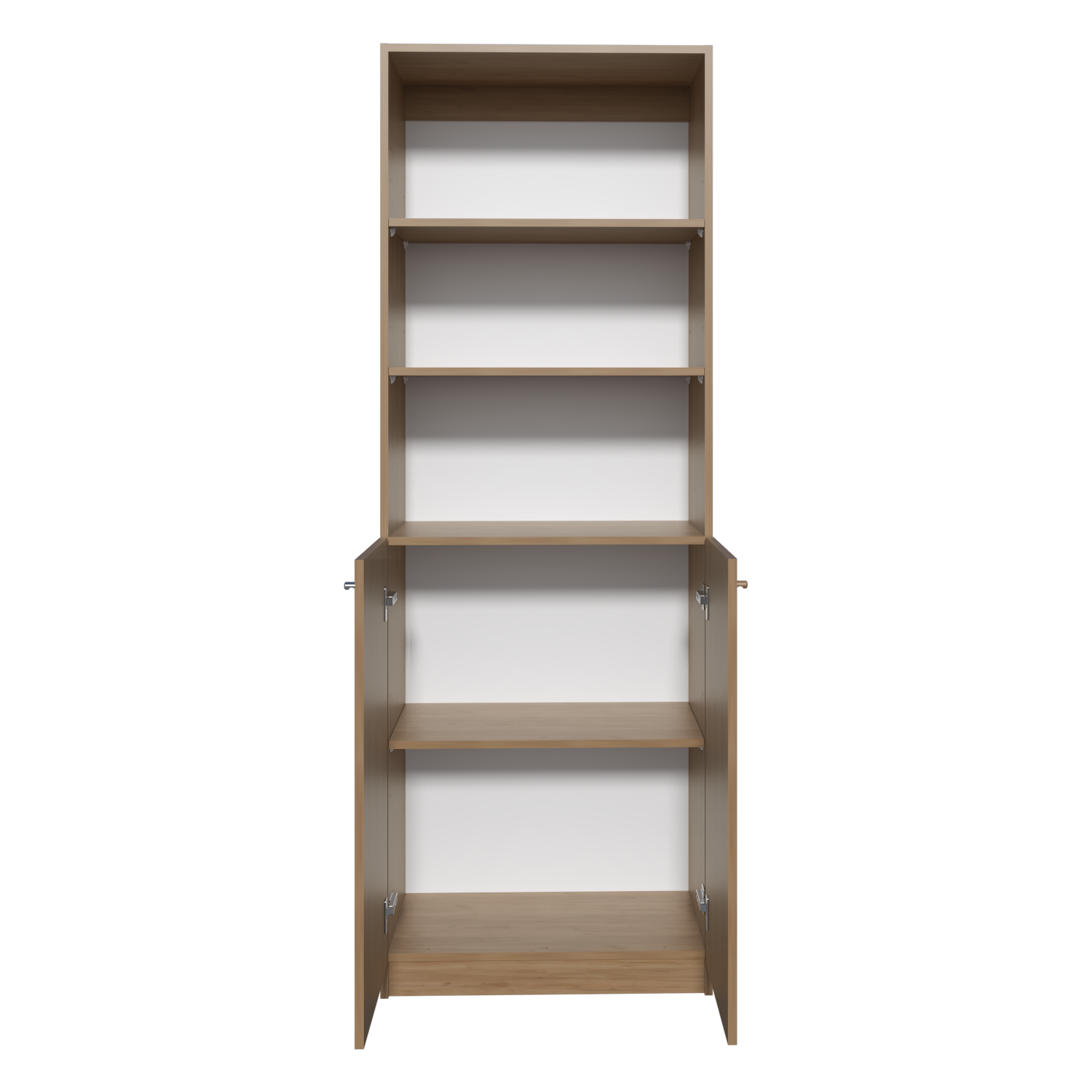 Vinton 2-Door Bookcase with Upper Shelves, Natural Oak / White - Luciddepo