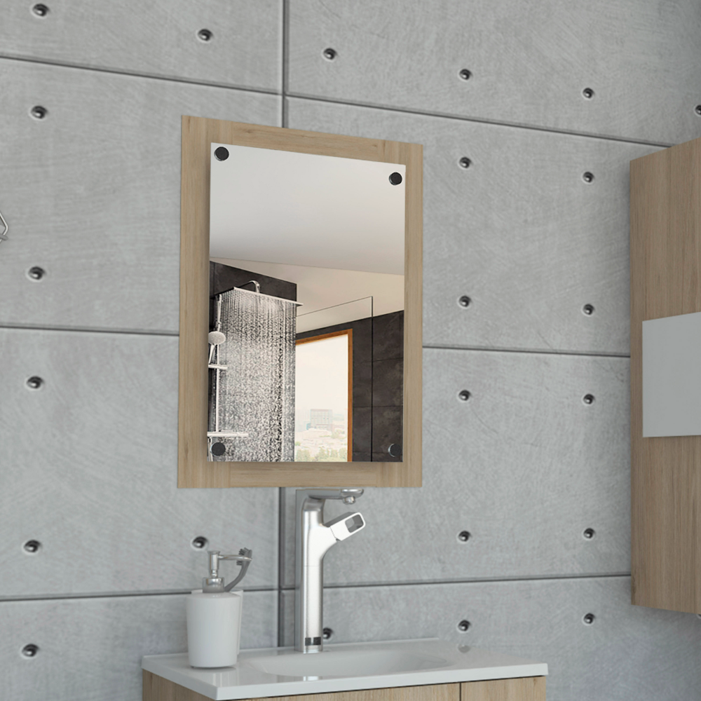 Siena Bathroom Mirror, Frame, Looking Glass, Light Pine - Luciddepo