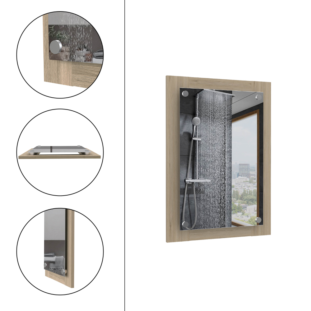 Siena Bathroom Mirror, Frame, Looking Glass, Light Pine - Luciddepo