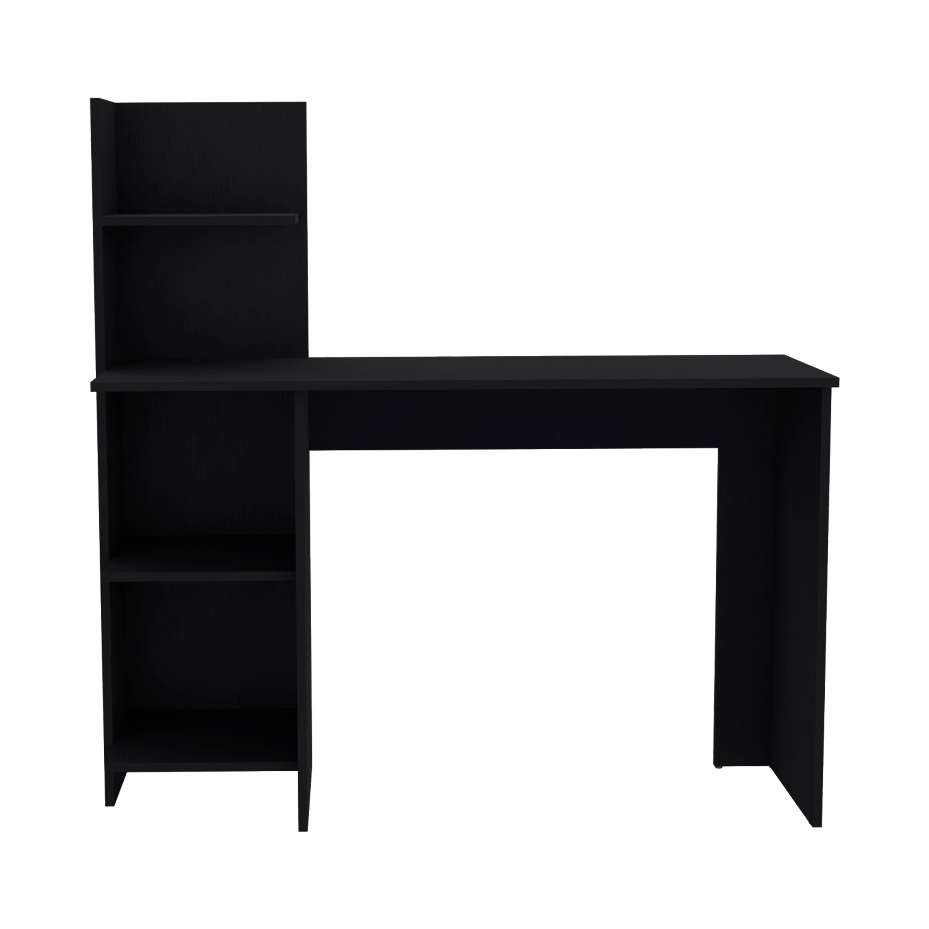 Toronto 120 Writing Desk, Four Shelves, Black - Luciddepo