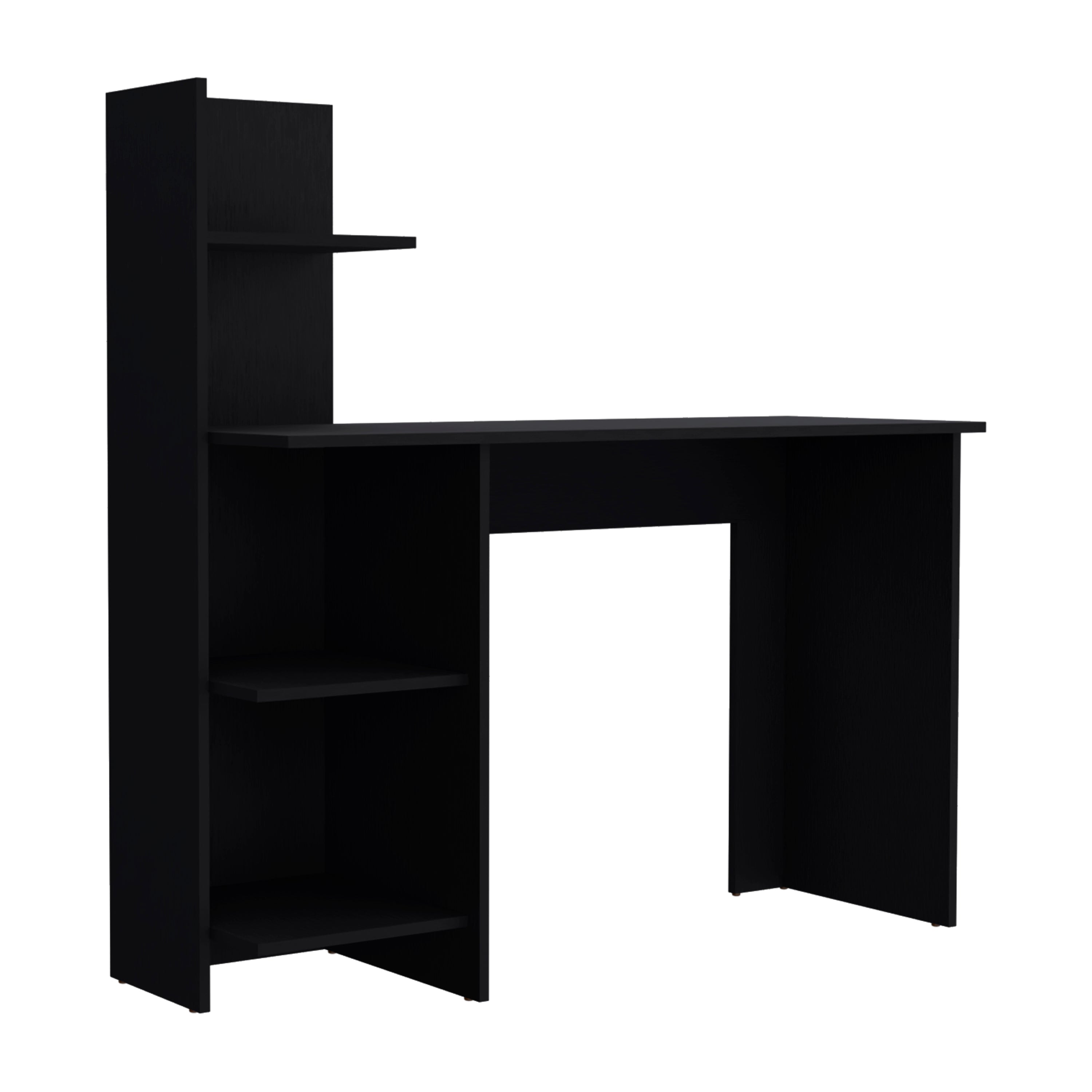 Toronto 120 Writing Desk, Four Shelves, Black - Luciddepo